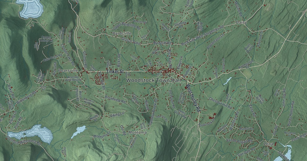 Map of Woodstock, New York