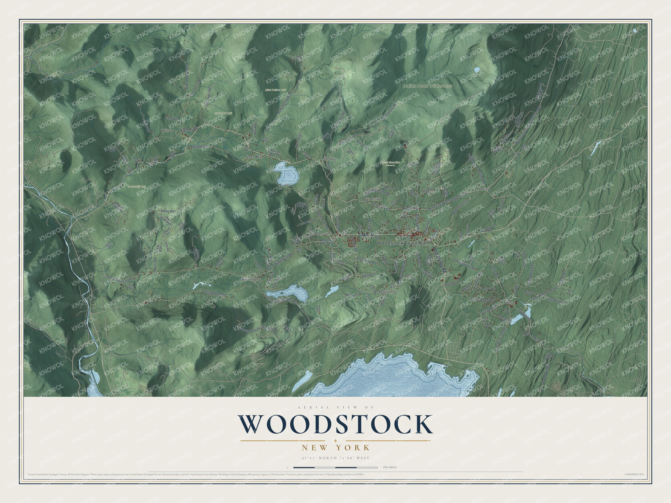 Watermarked full-map preview of Woodstock, New York