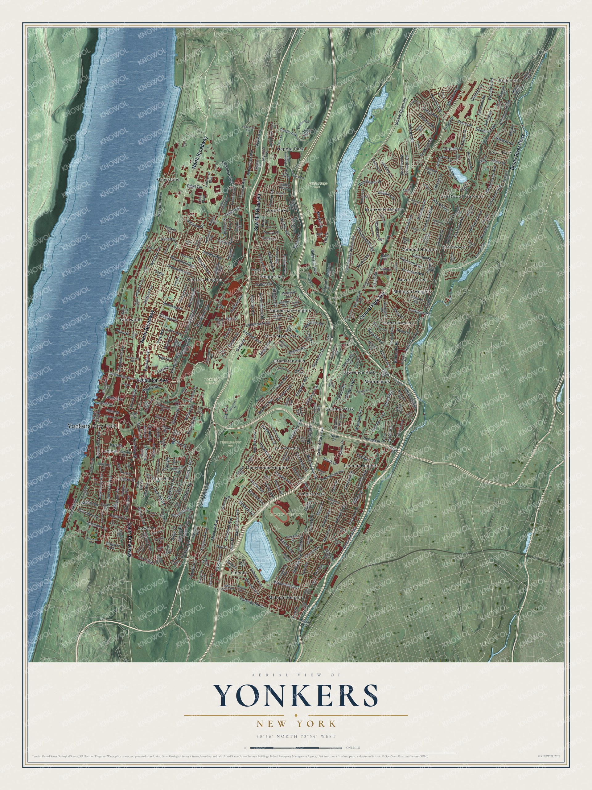 Watermarked full-map preview of Yonkers, New York