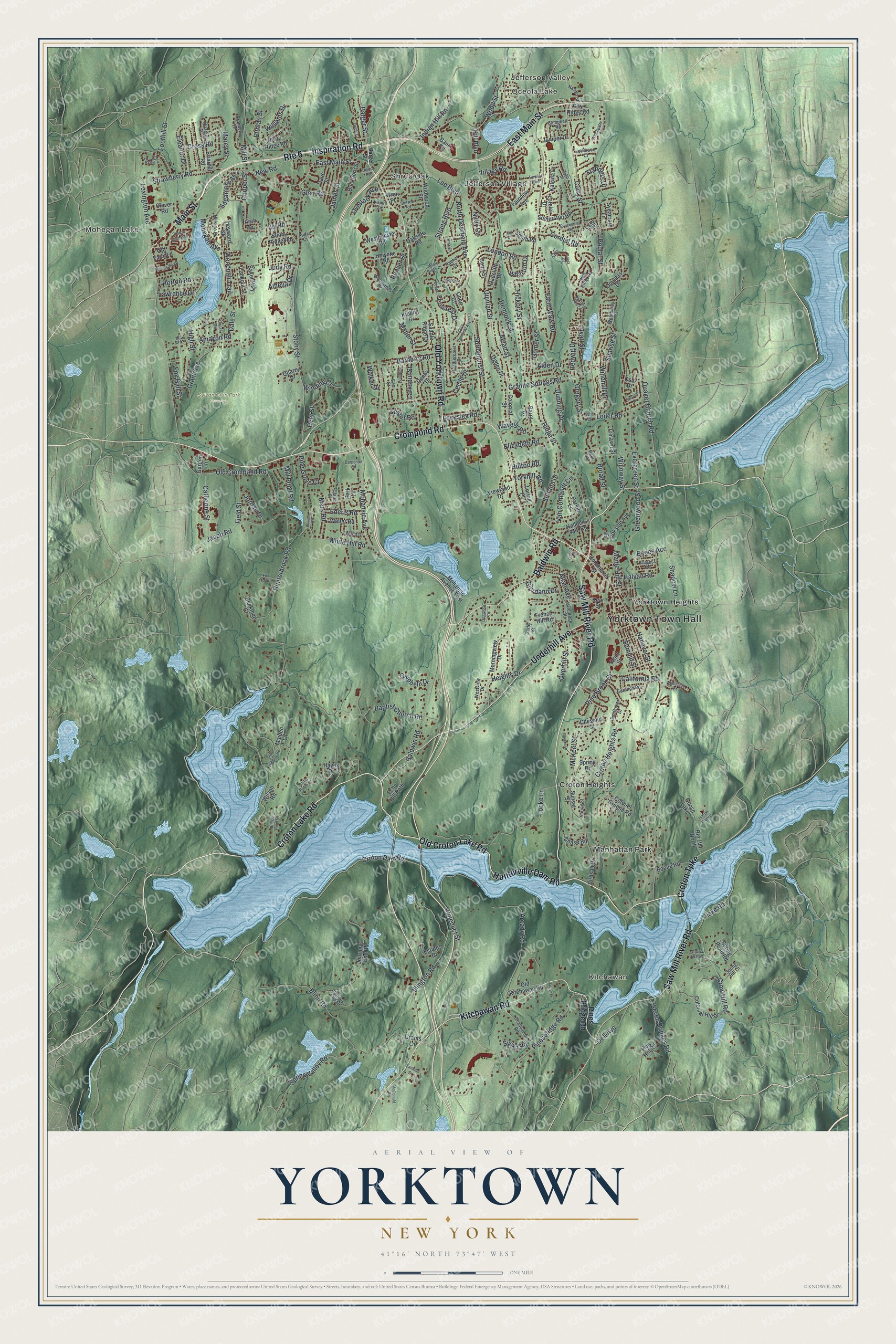 Watermarked full-map preview of Yorktown, New York