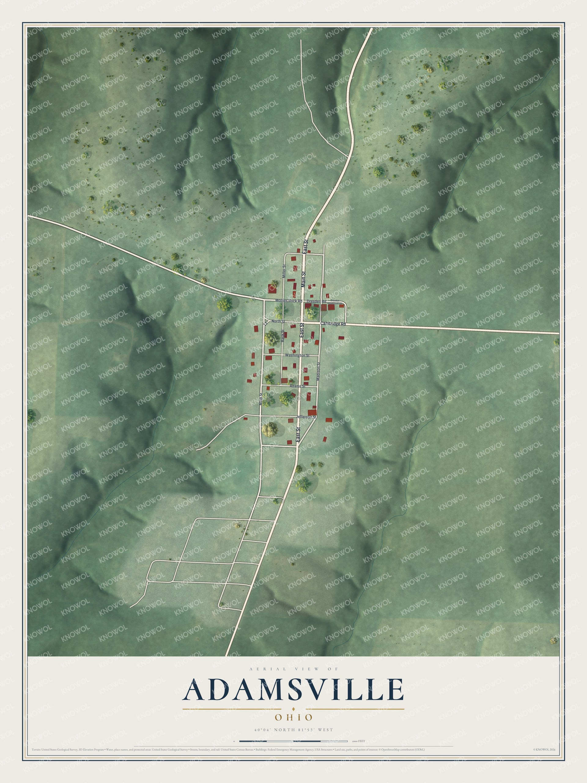 Watermarked full-map preview of Adamsville, Ohio