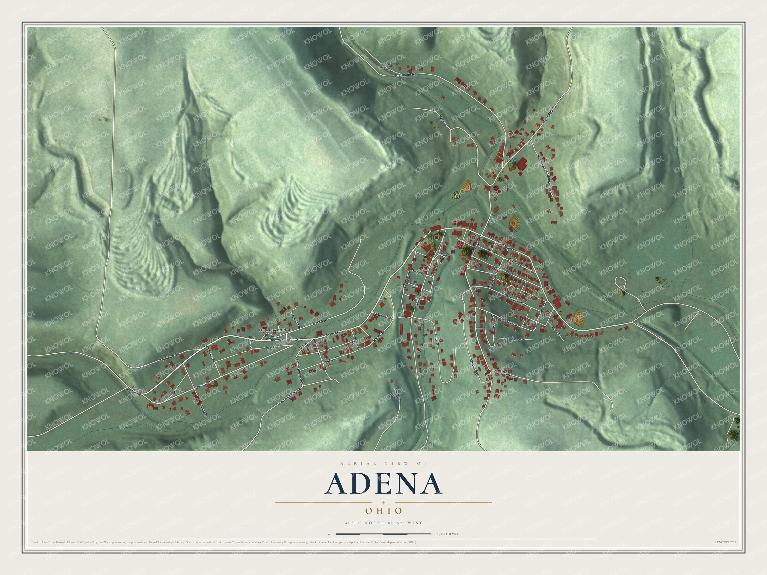 Watermarked full-map preview of Adena, Ohio