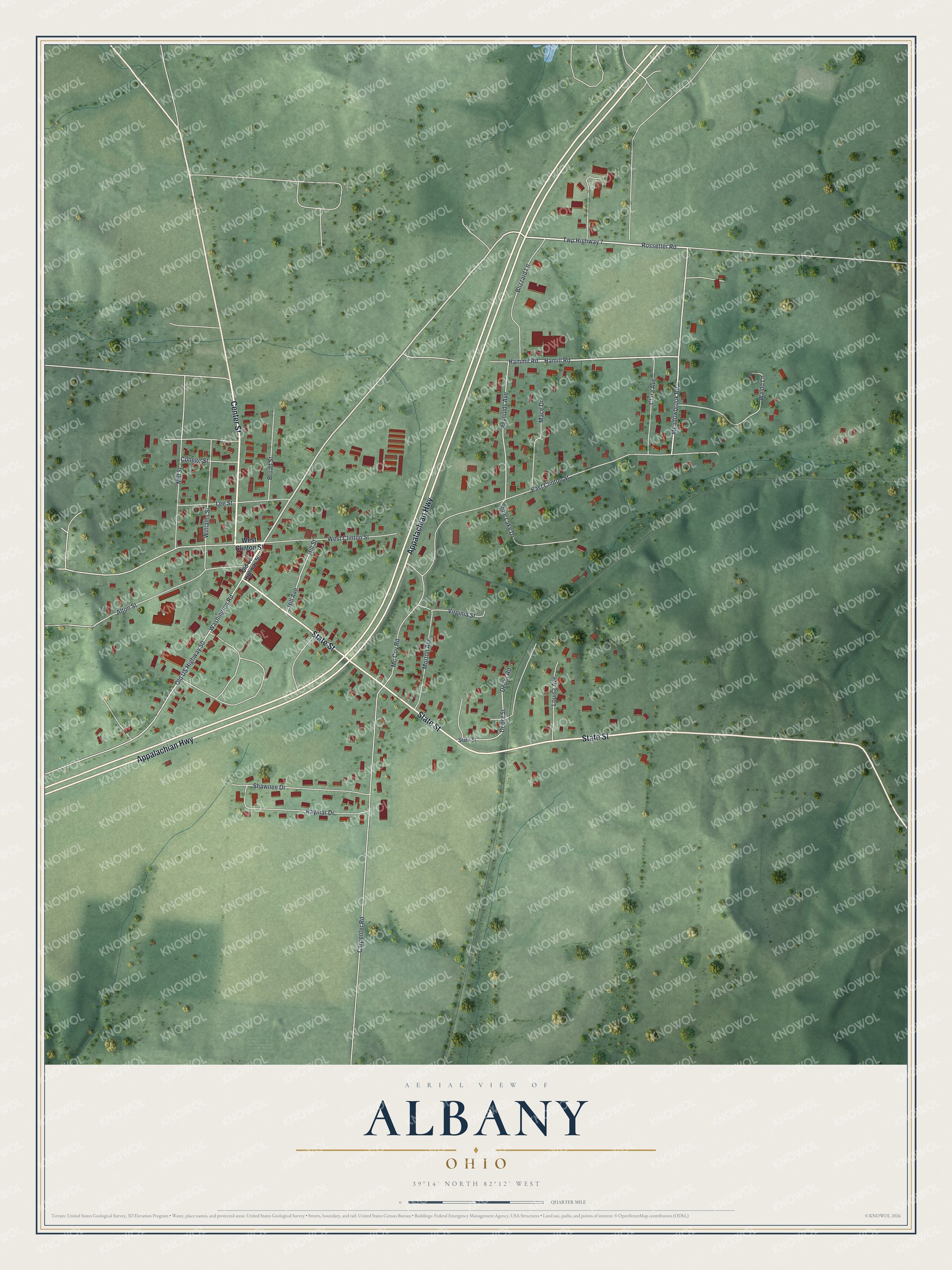 Watermarked full-map preview of Albany, Ohio