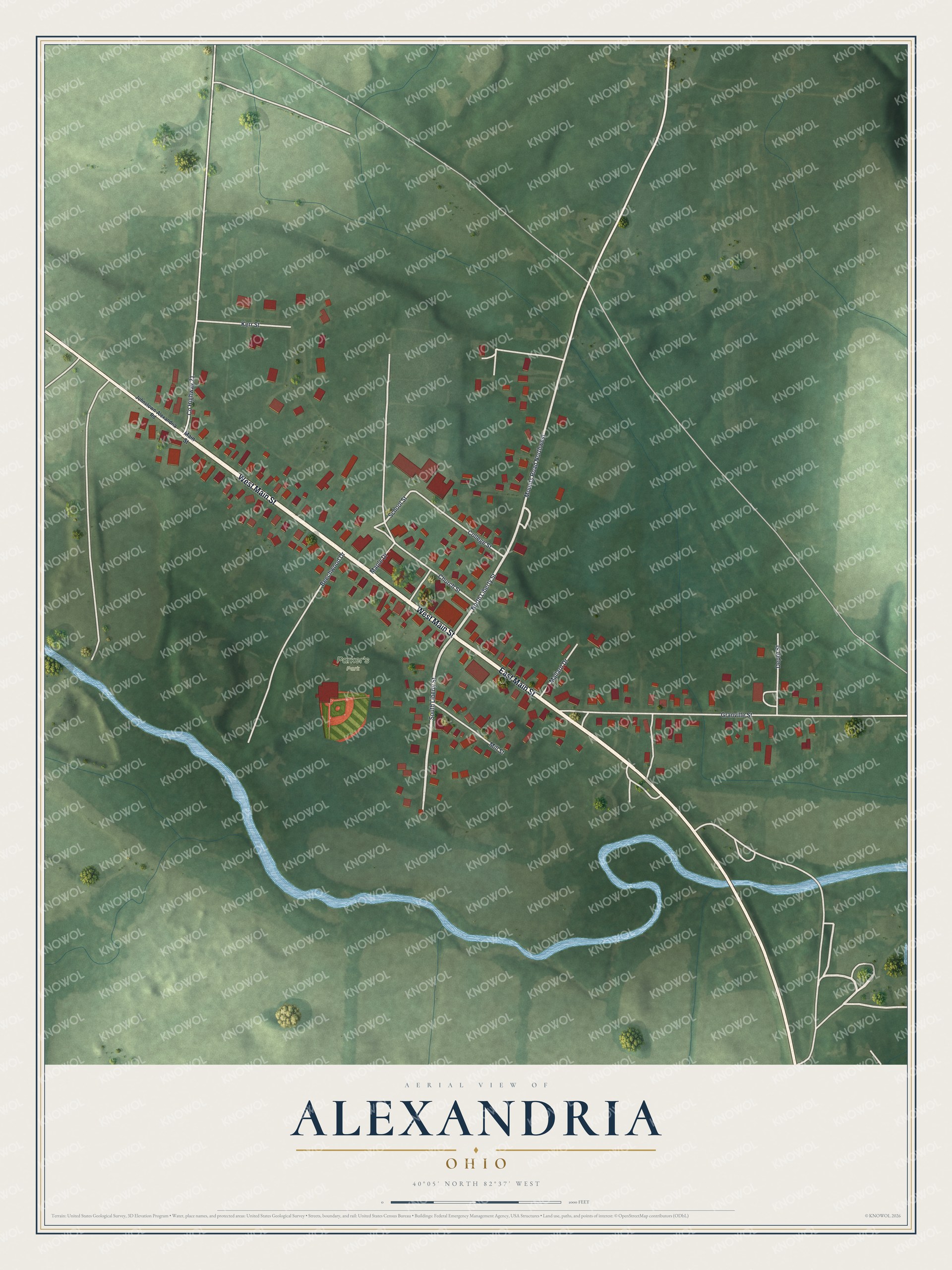 Watermarked full-map preview of Alexandria, Ohio