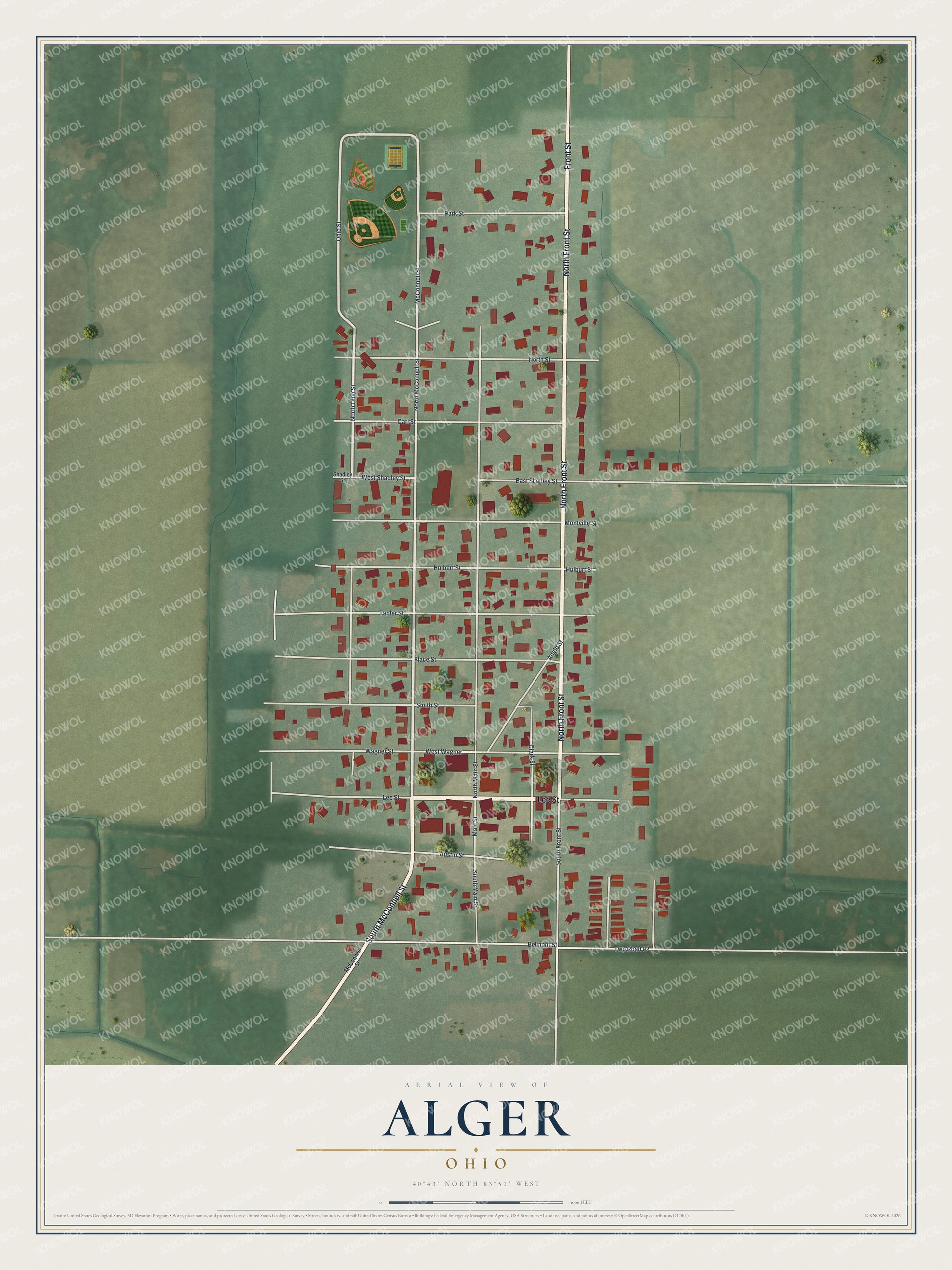 Watermarked full-map preview of Alger, Ohio