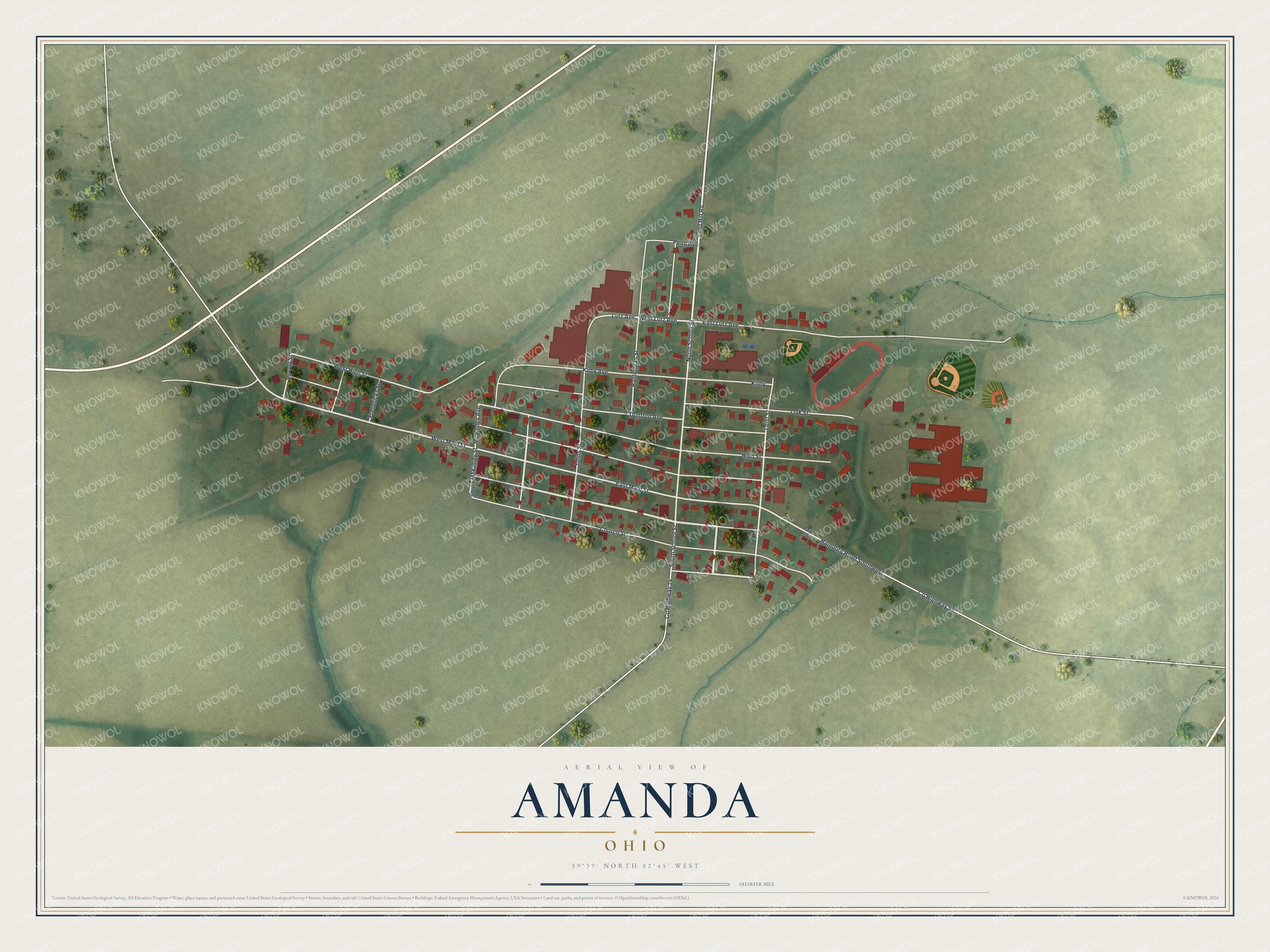 Watermarked full-map preview of Amanda, Ohio