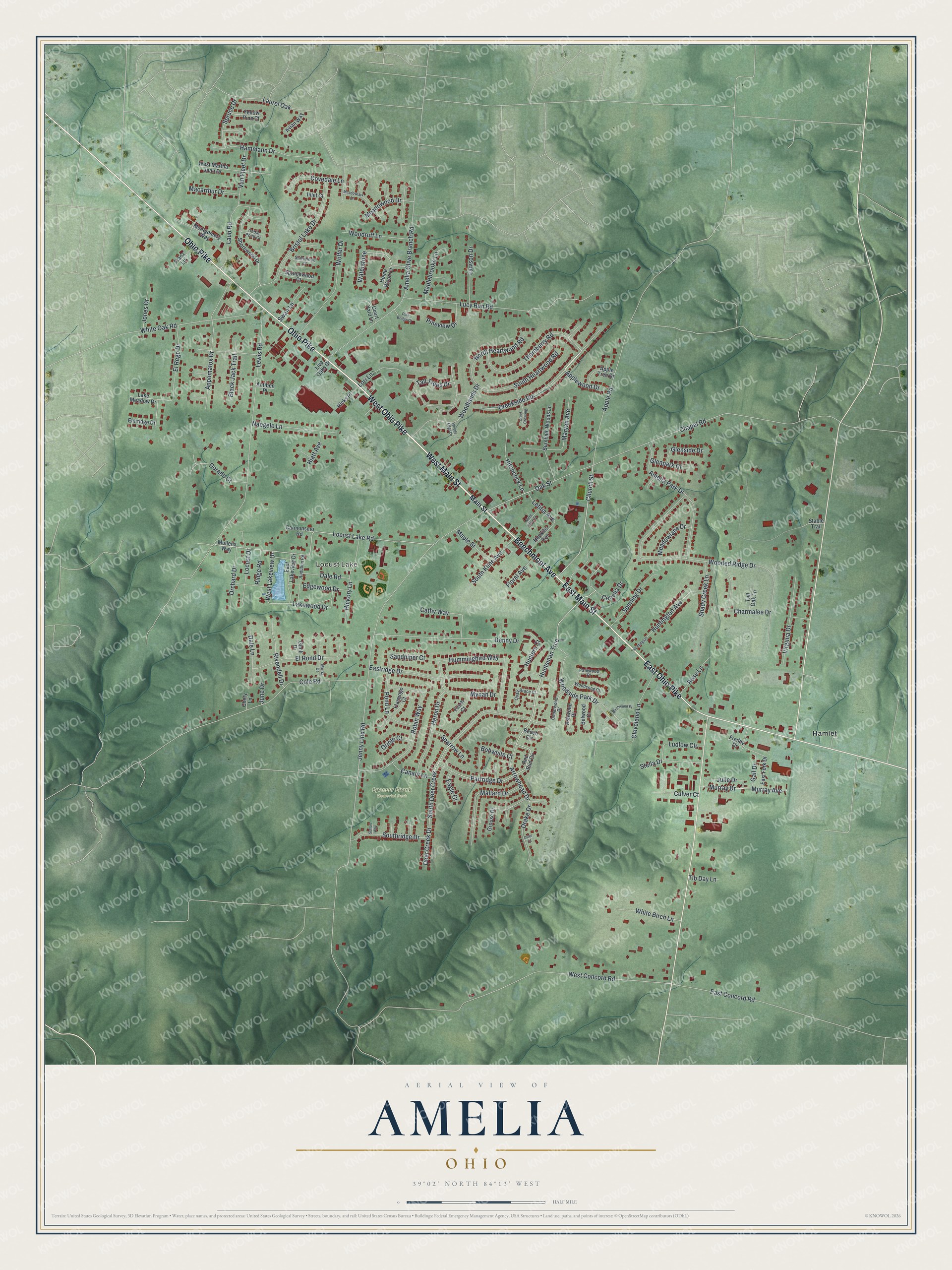 Watermarked full-map preview of Amelia, Ohio