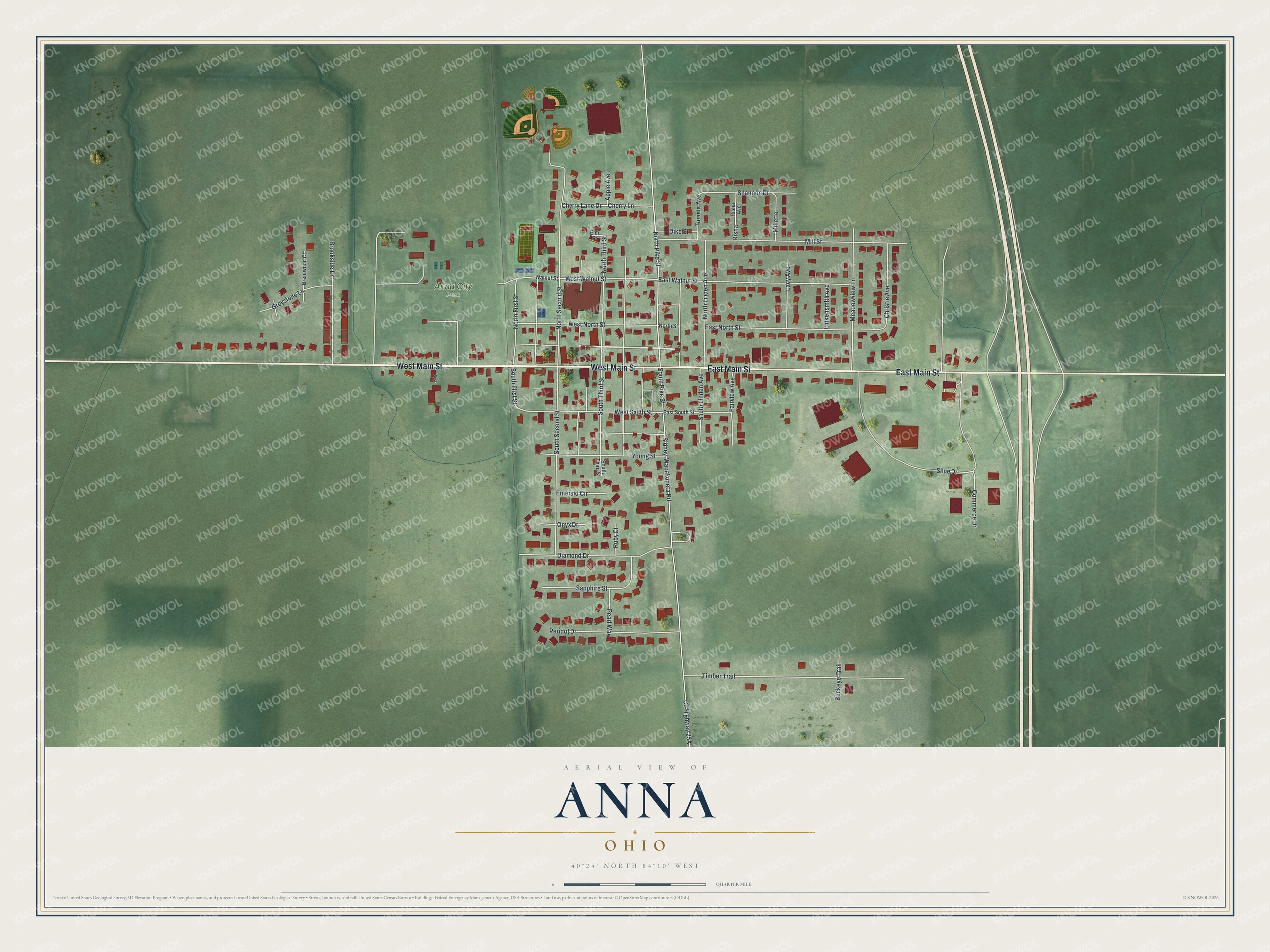 Watermarked full-map preview of Anna, Ohio