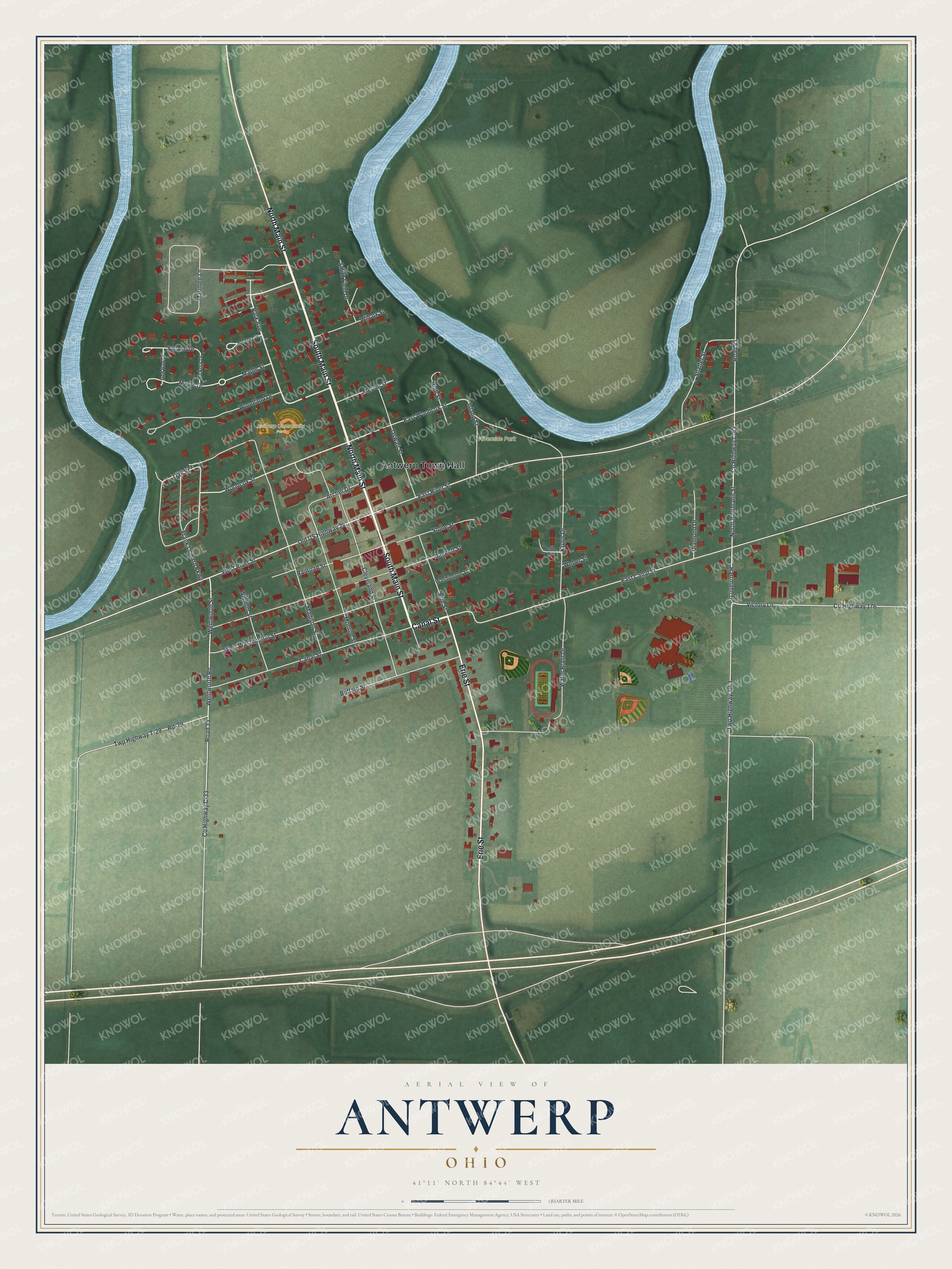 Watermarked full-map preview of Antwerp, Ohio