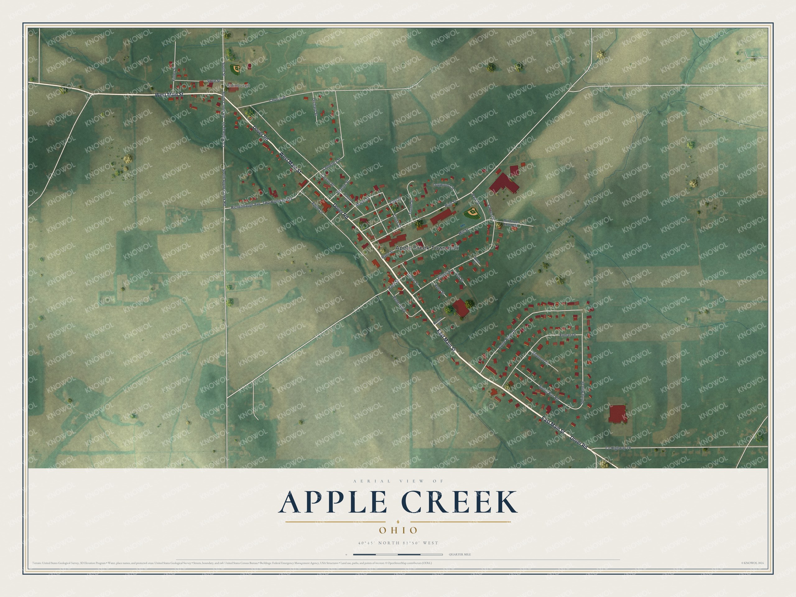 Watermarked full-map preview of Apple Creek, Ohio