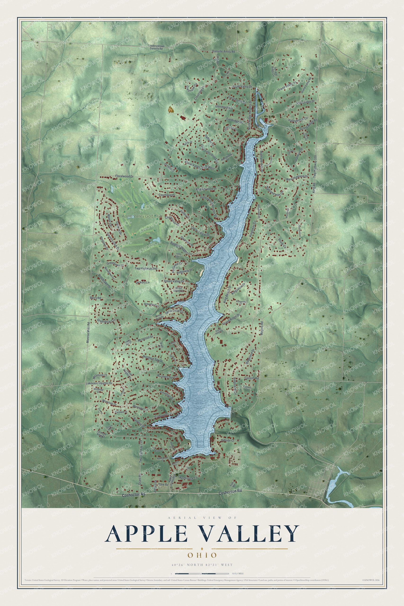 Watermarked full-map preview of Apple Valley, Ohio