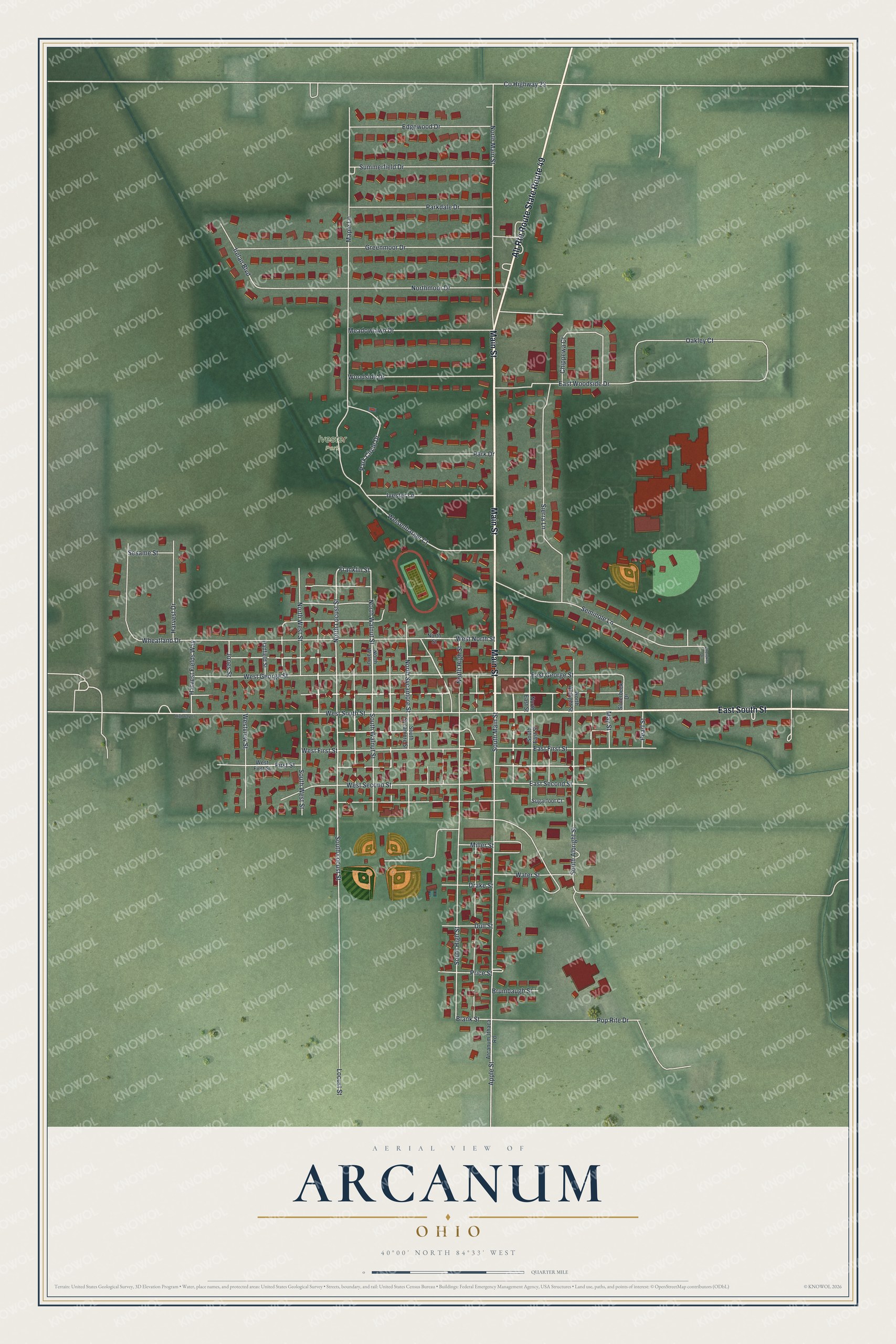 Watermarked full-map preview of Arcanum, Ohio