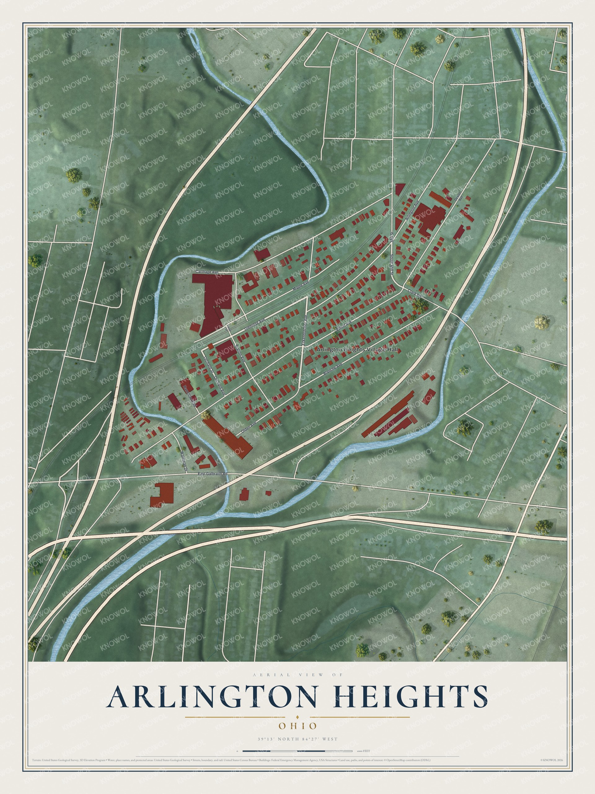 Watermarked full-map preview of Arlington Heights, Ohio