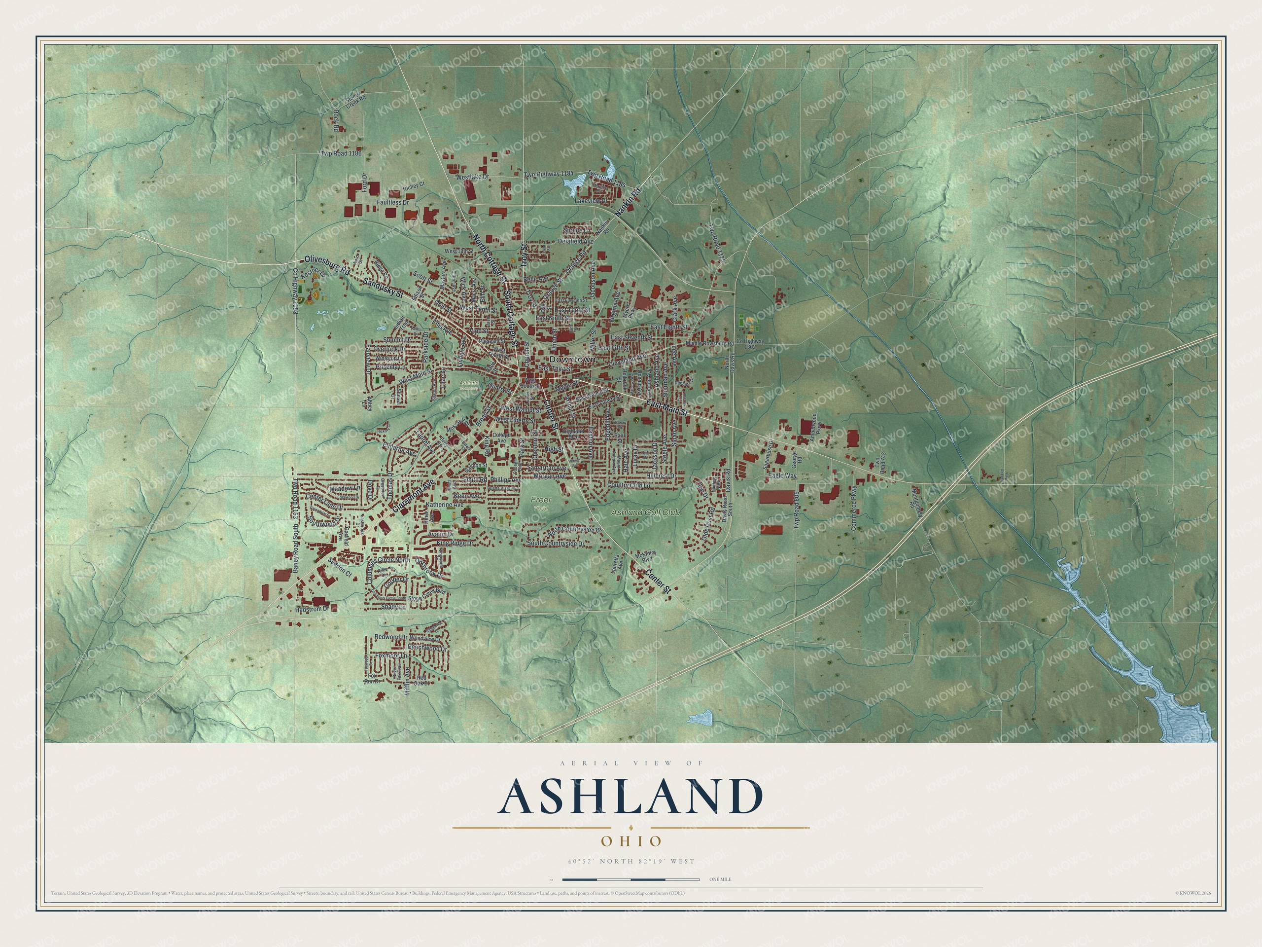 Watermarked full-map preview of Ashland, Ohio