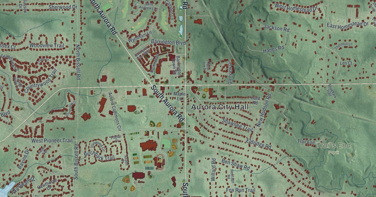Map of Aurora, Ohio in 2026
