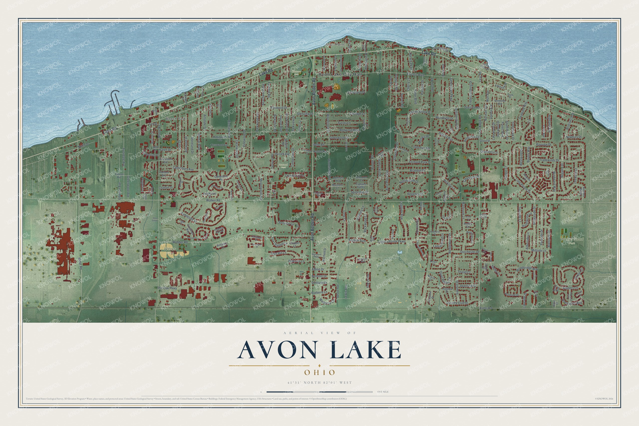 Watermarked full-map preview of Avon Lake, Ohio