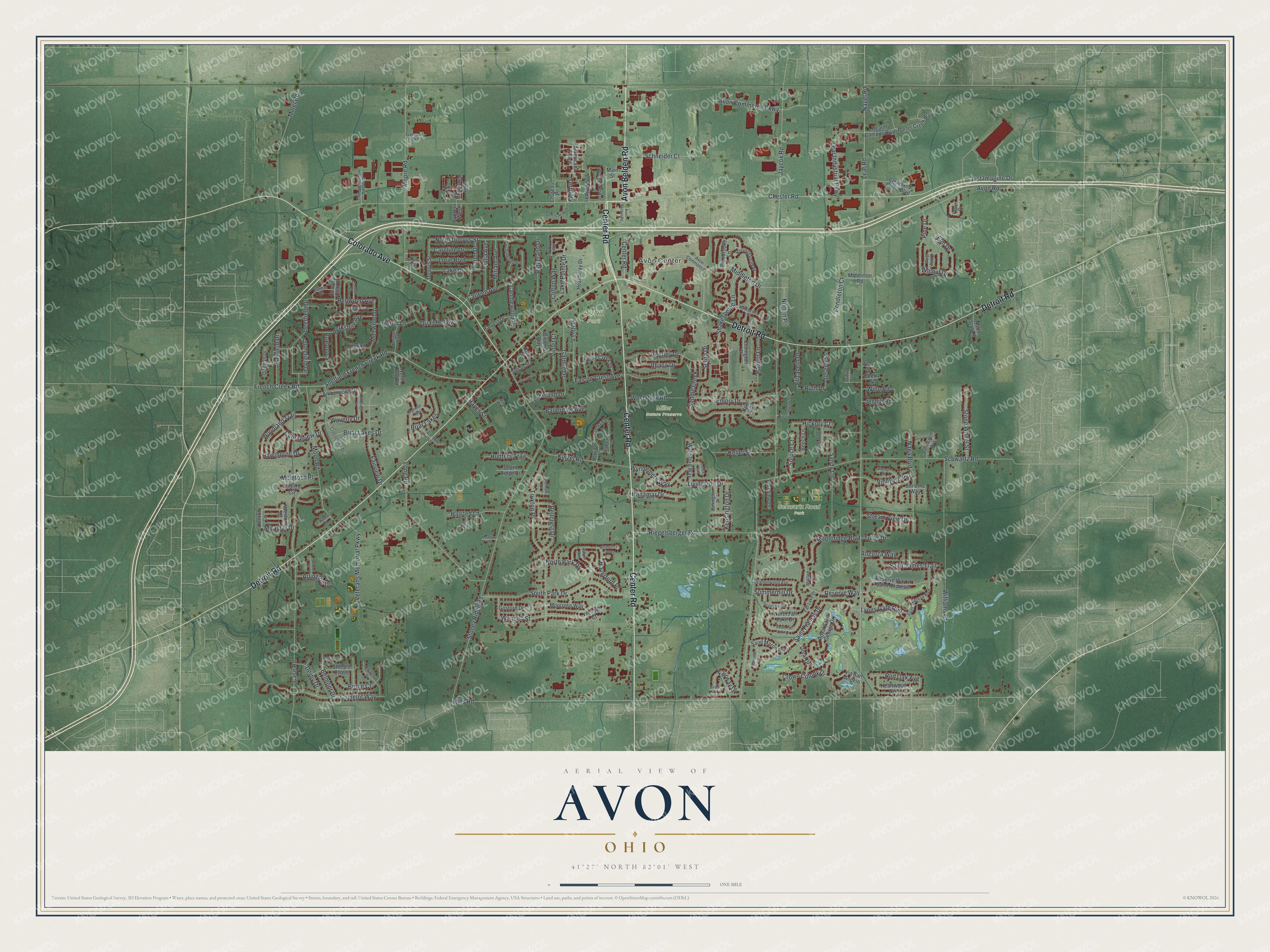 Watermarked full-map preview of Avon, Ohio