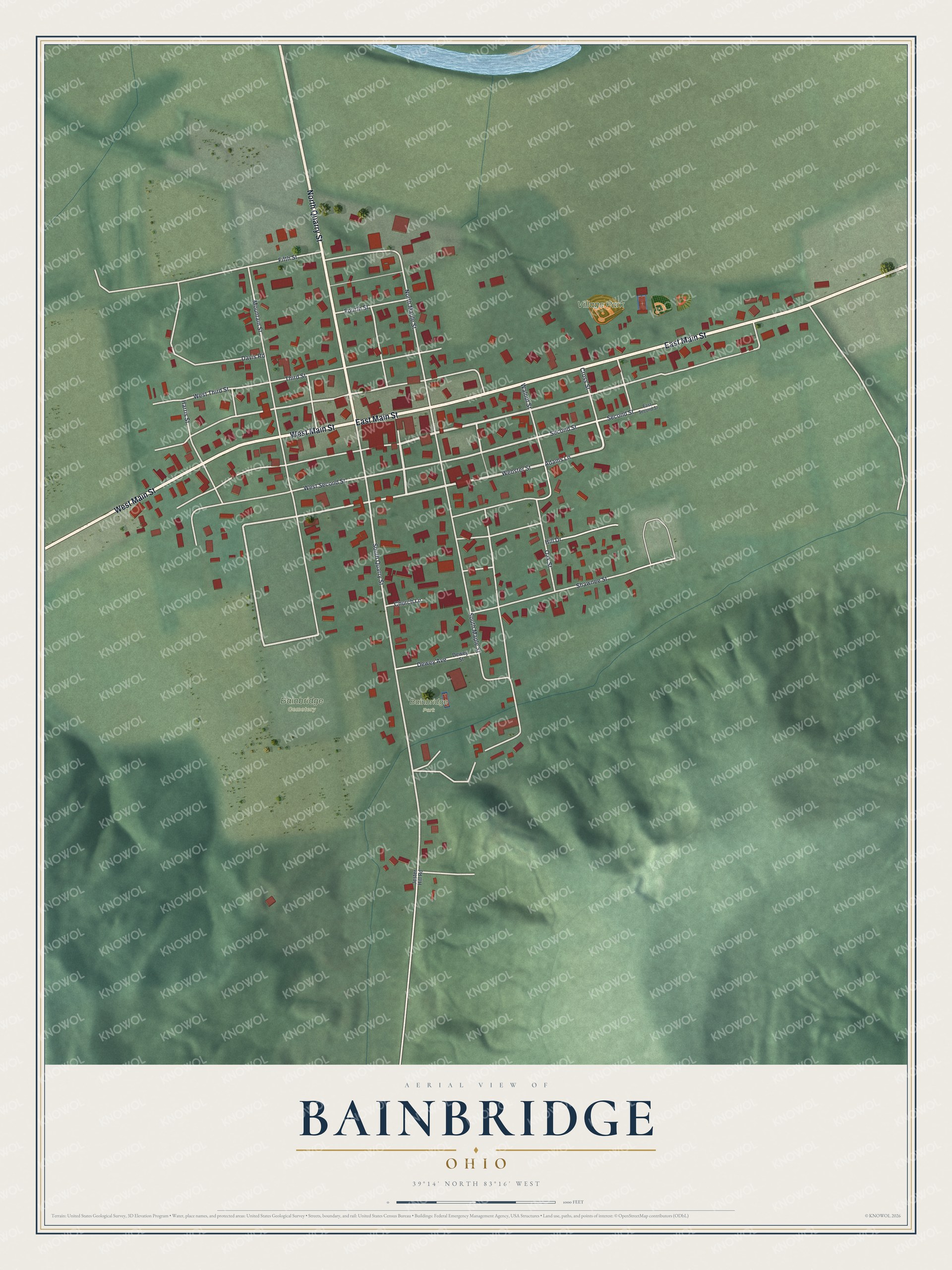 Watermarked full-map preview of Bainbridge, Ohio