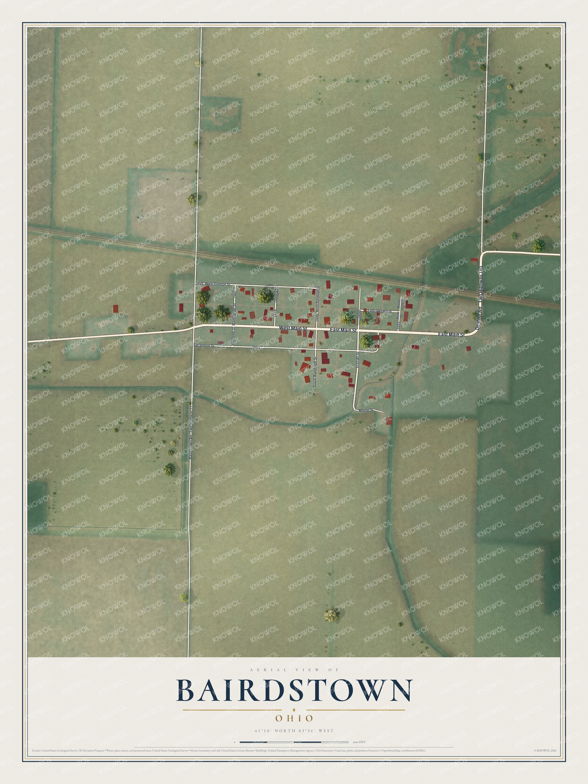Watermarked full-map preview of Bairdstown, Ohio