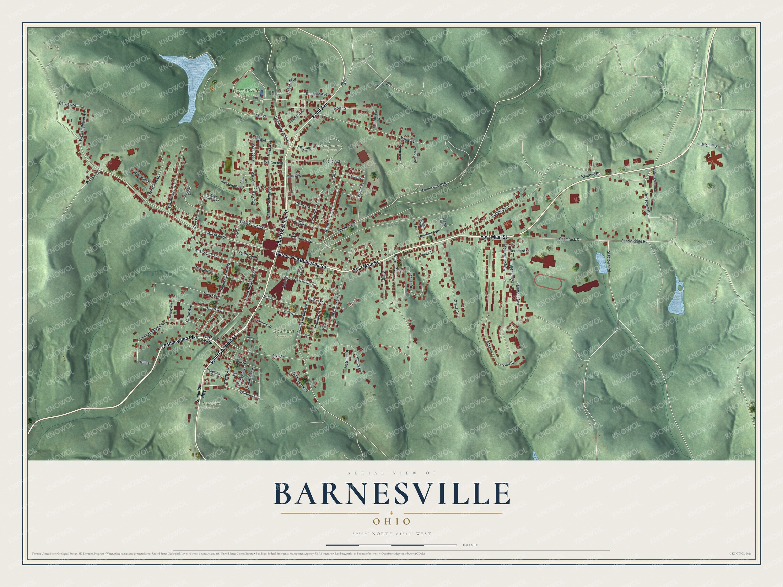 Watermarked full-map preview of Barnesville, Ohio