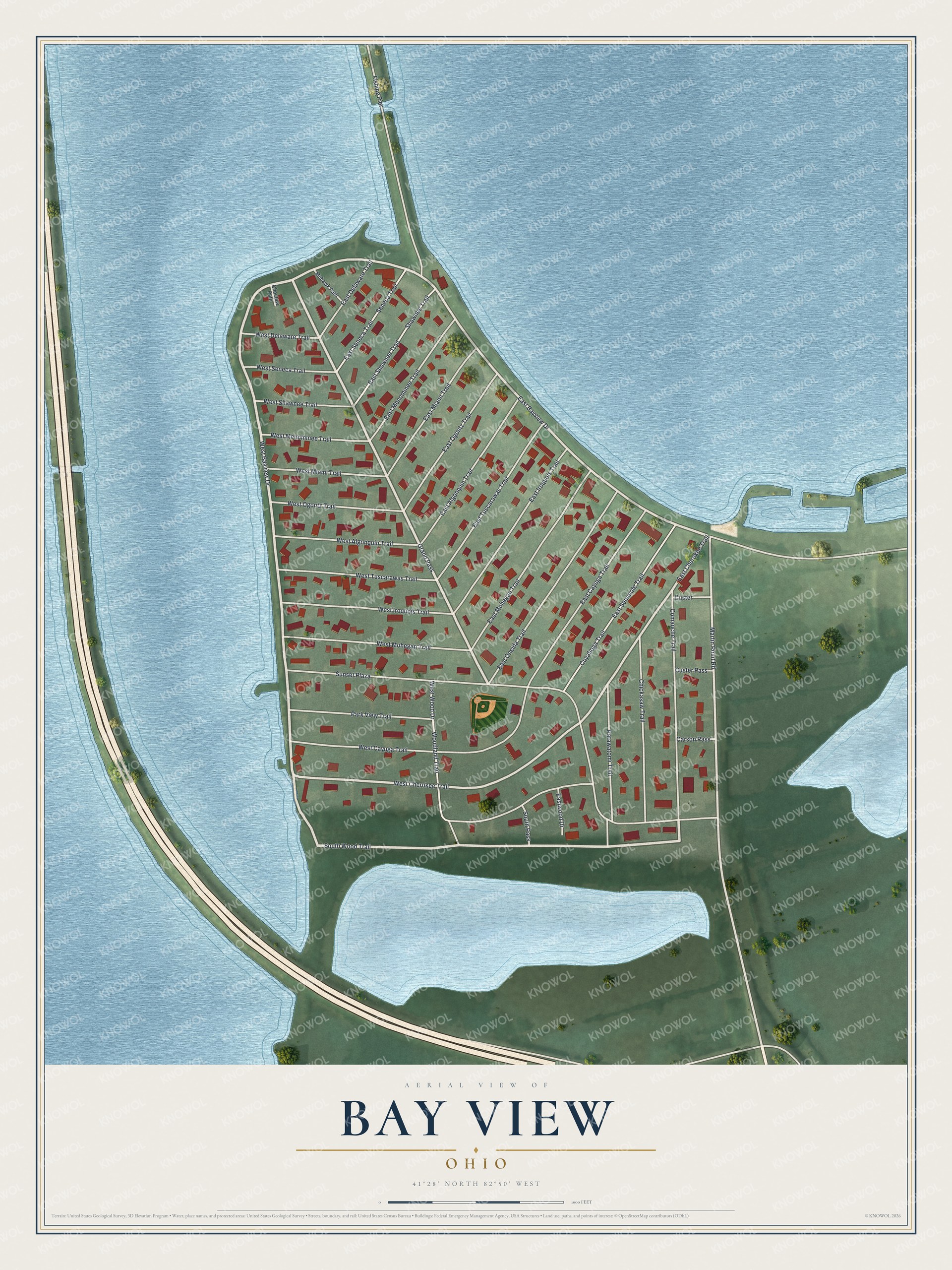 Watermarked full-map preview of Bay View, Ohio