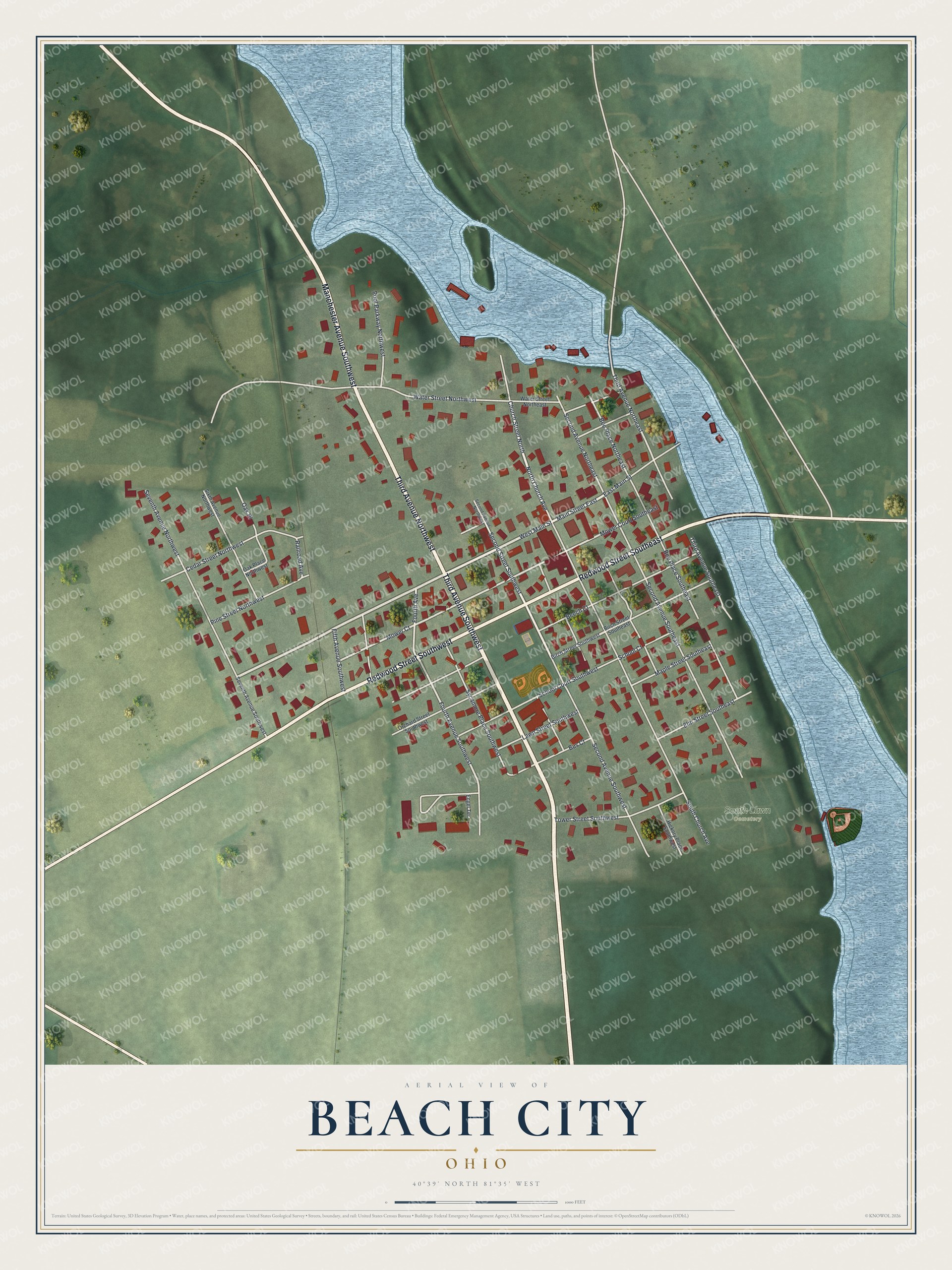 Watermarked full-map preview of Beach City, Ohio