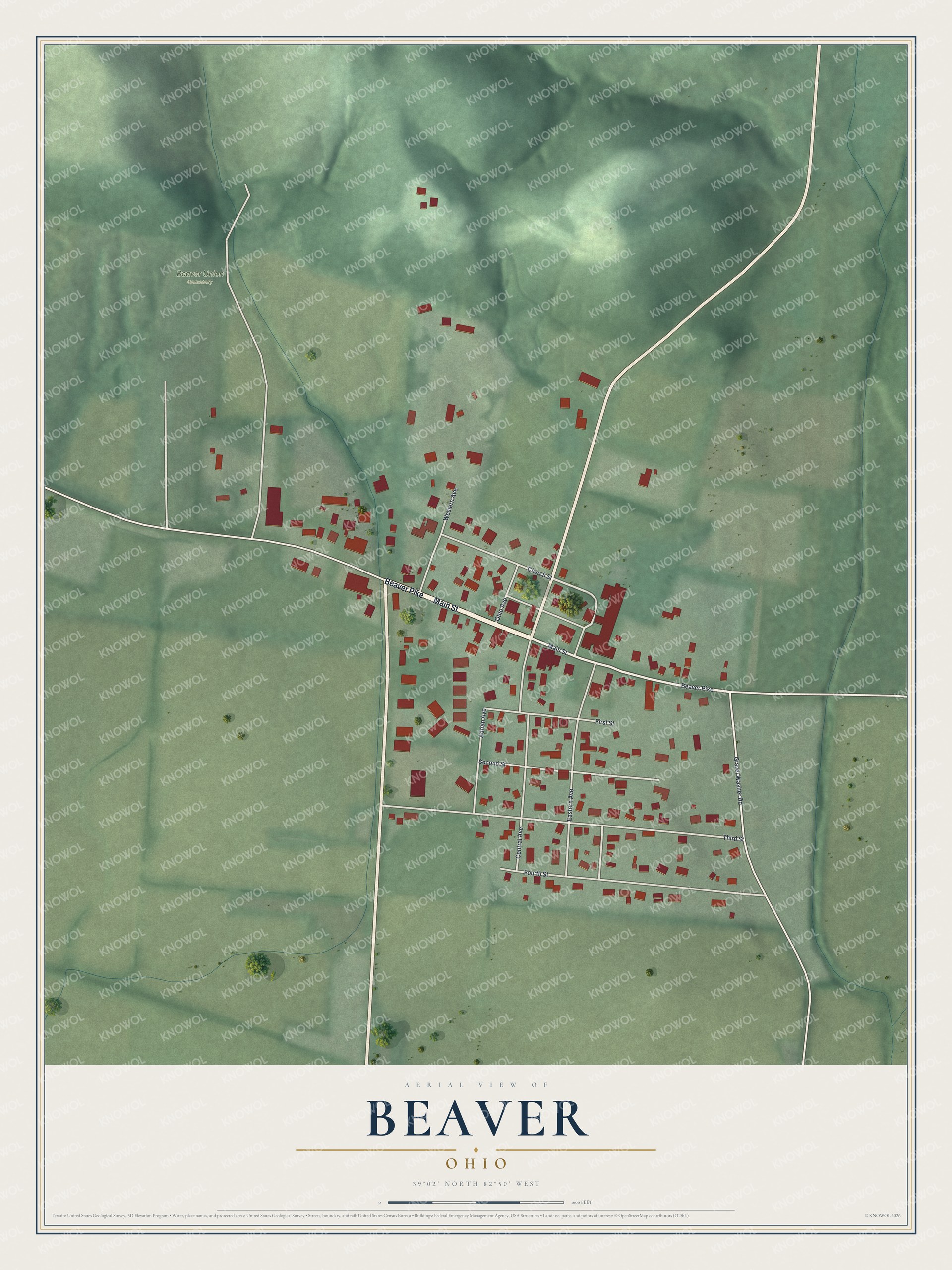 Watermarked full-map preview of Beaver, Ohio