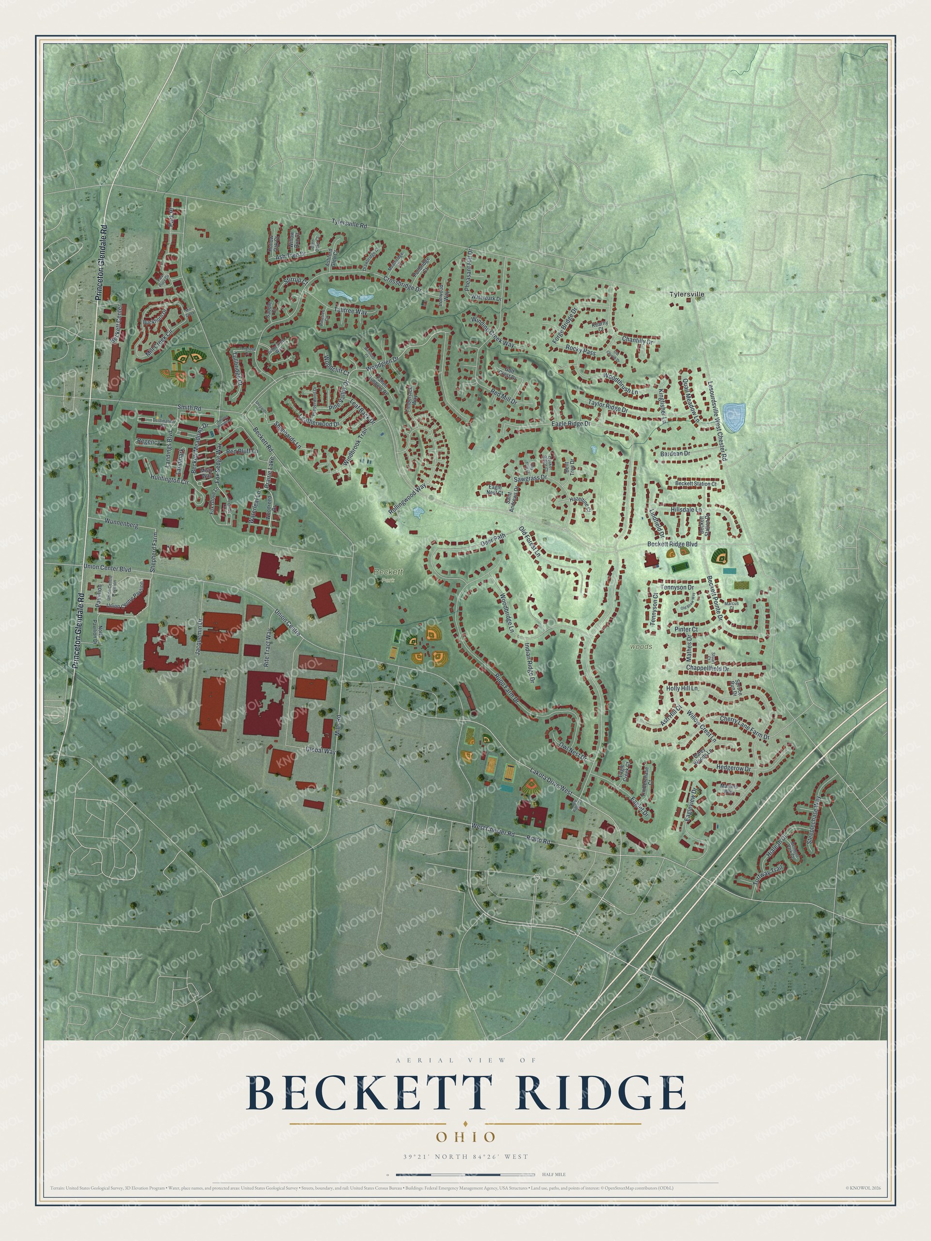 Watermarked full-map preview of Beckett Ridge, Ohio