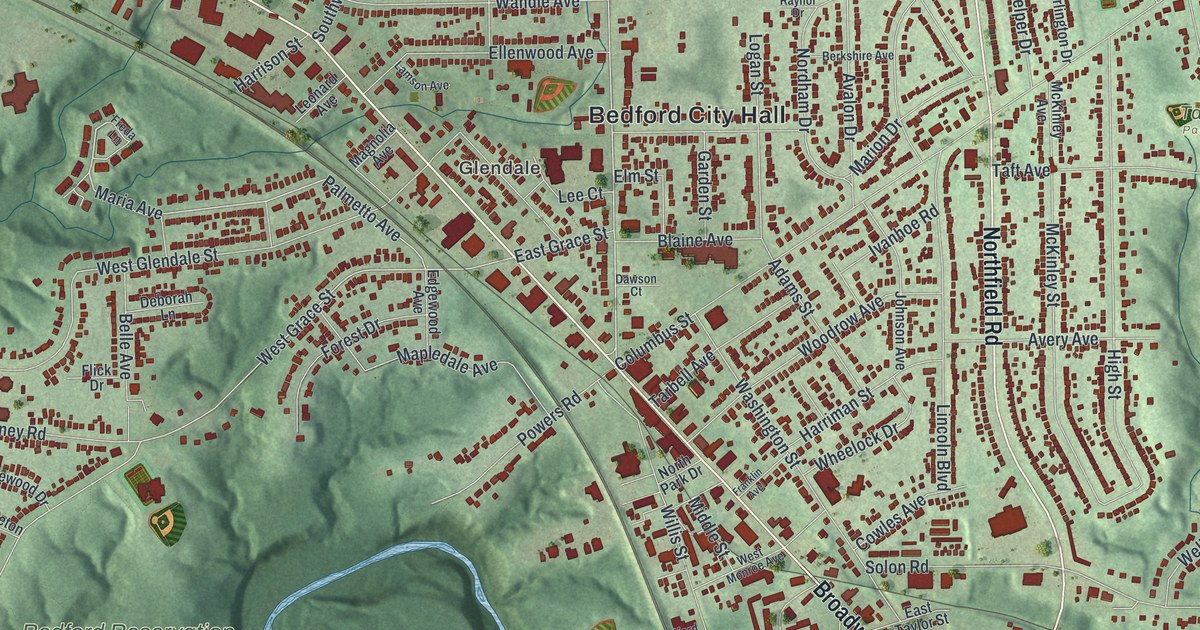 Map of Bedford, Ohio in 2026