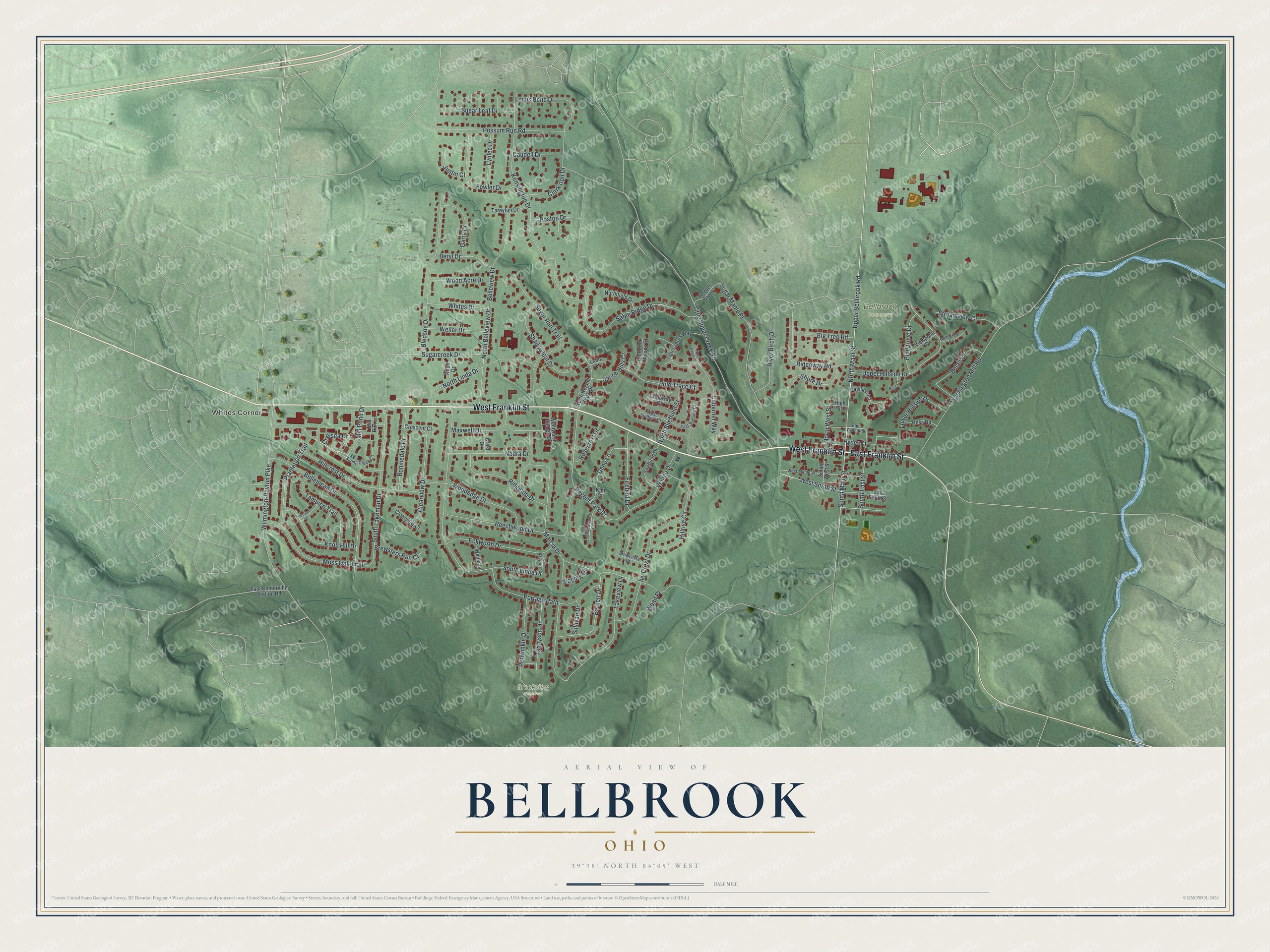 Watermarked full-map preview of Bellbrook, Ohio