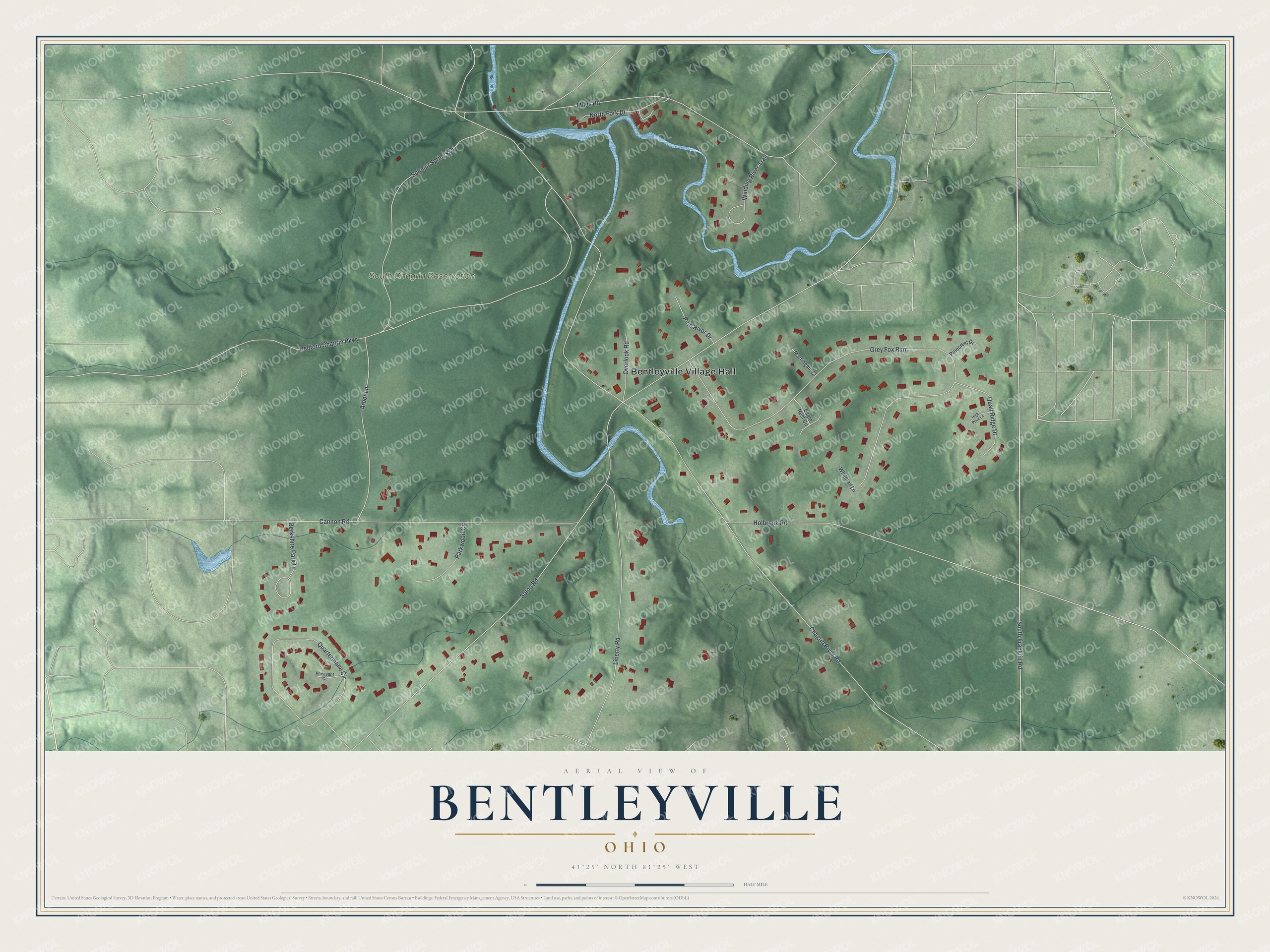 Watermarked full-map preview of Bentleyville, Ohio
