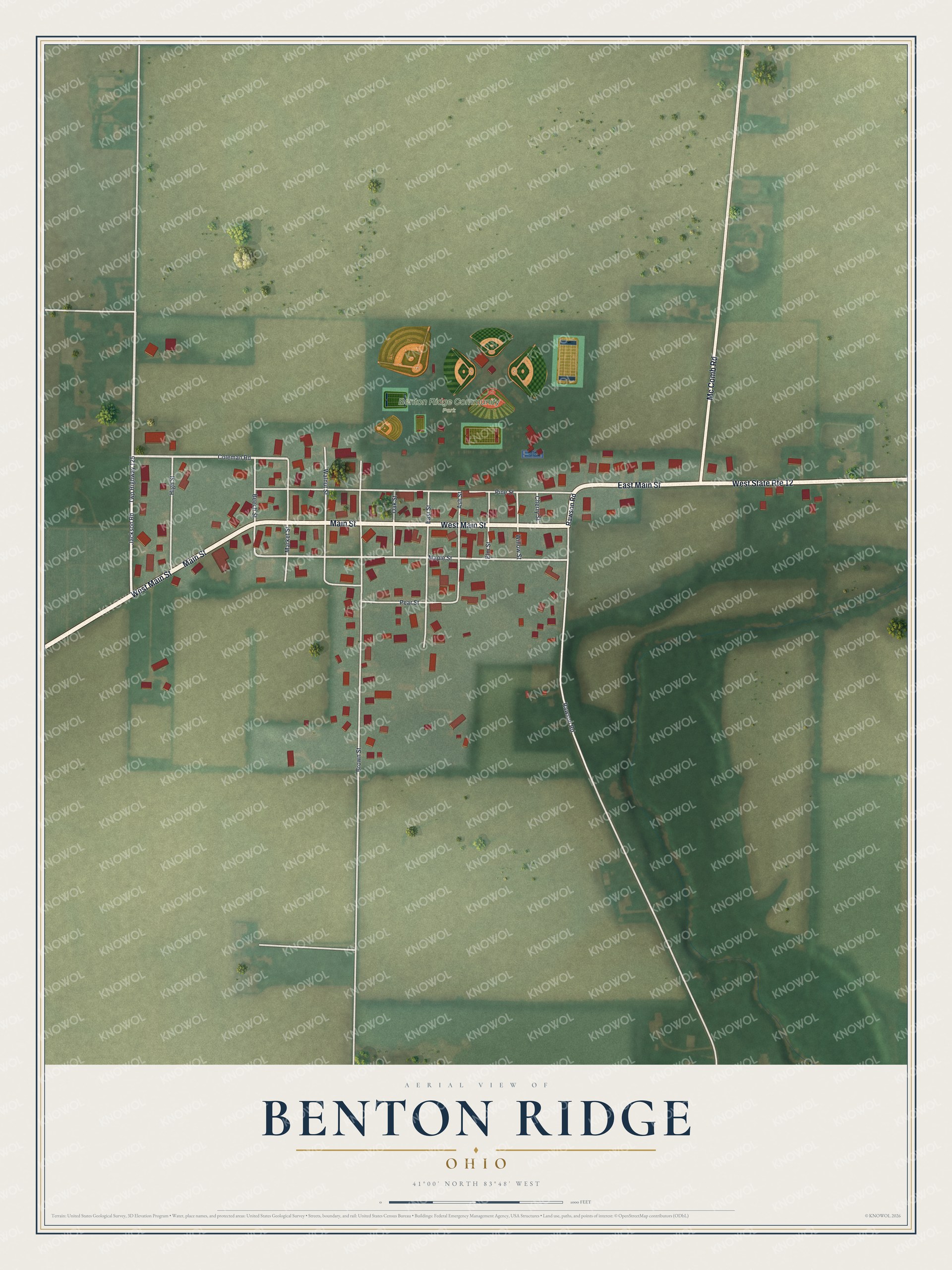 Watermarked full-map preview of Benton Ridge, Ohio