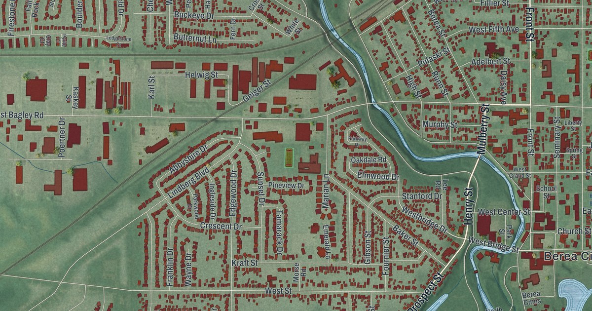 Map of Berea, Ohio in 2026