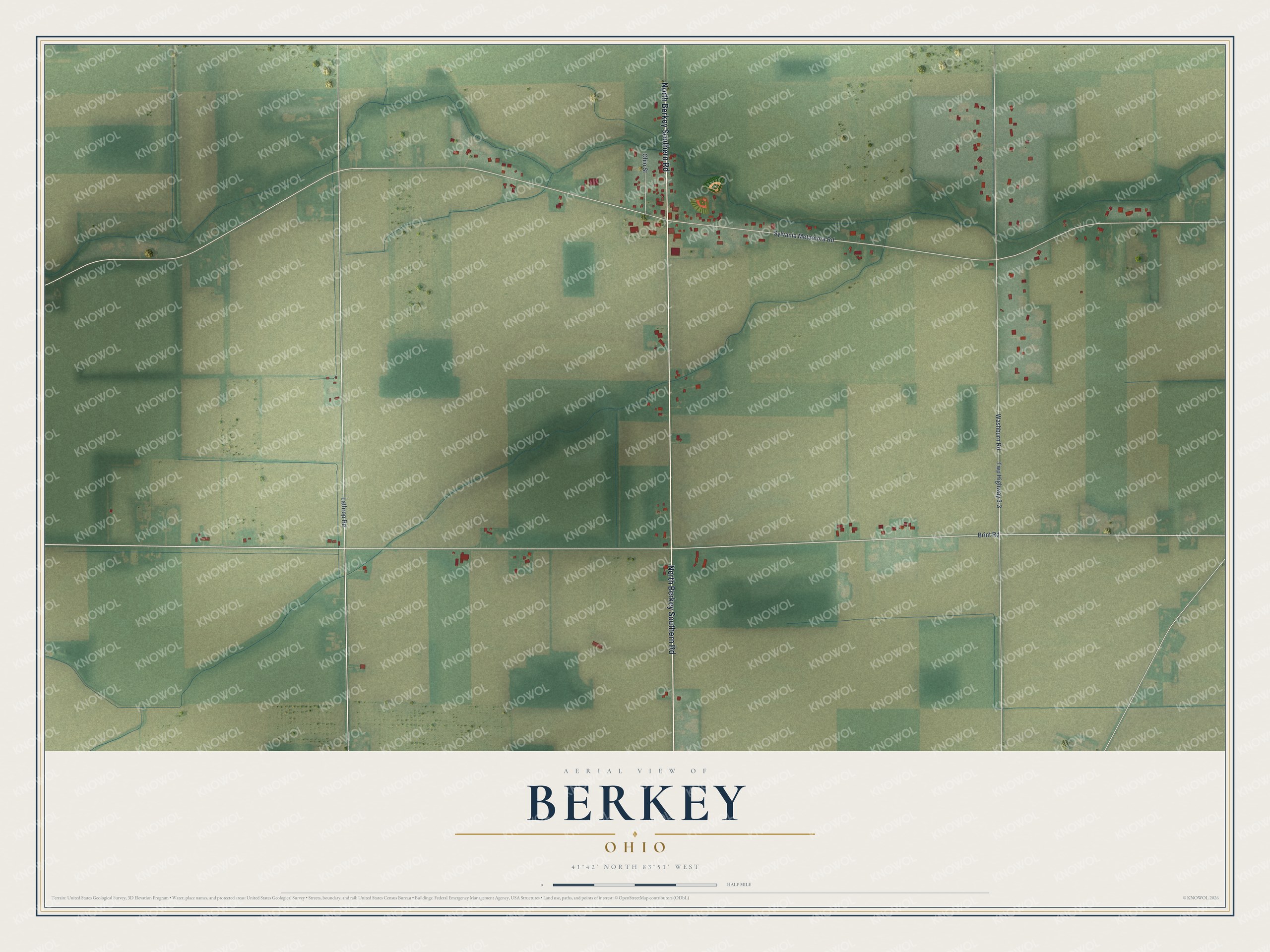 Watermarked full-map preview of Berkey, Ohio