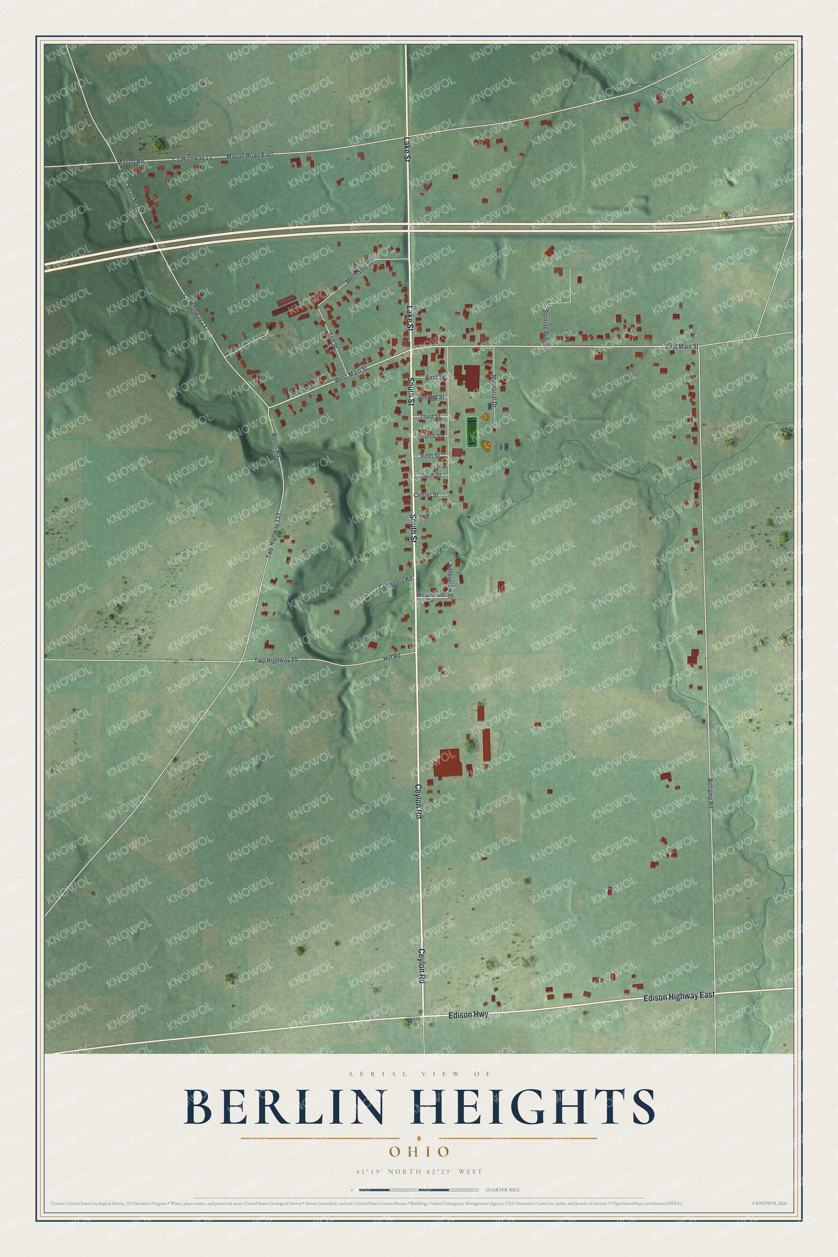 Watermarked full-map preview of Berlin Heights, Ohio