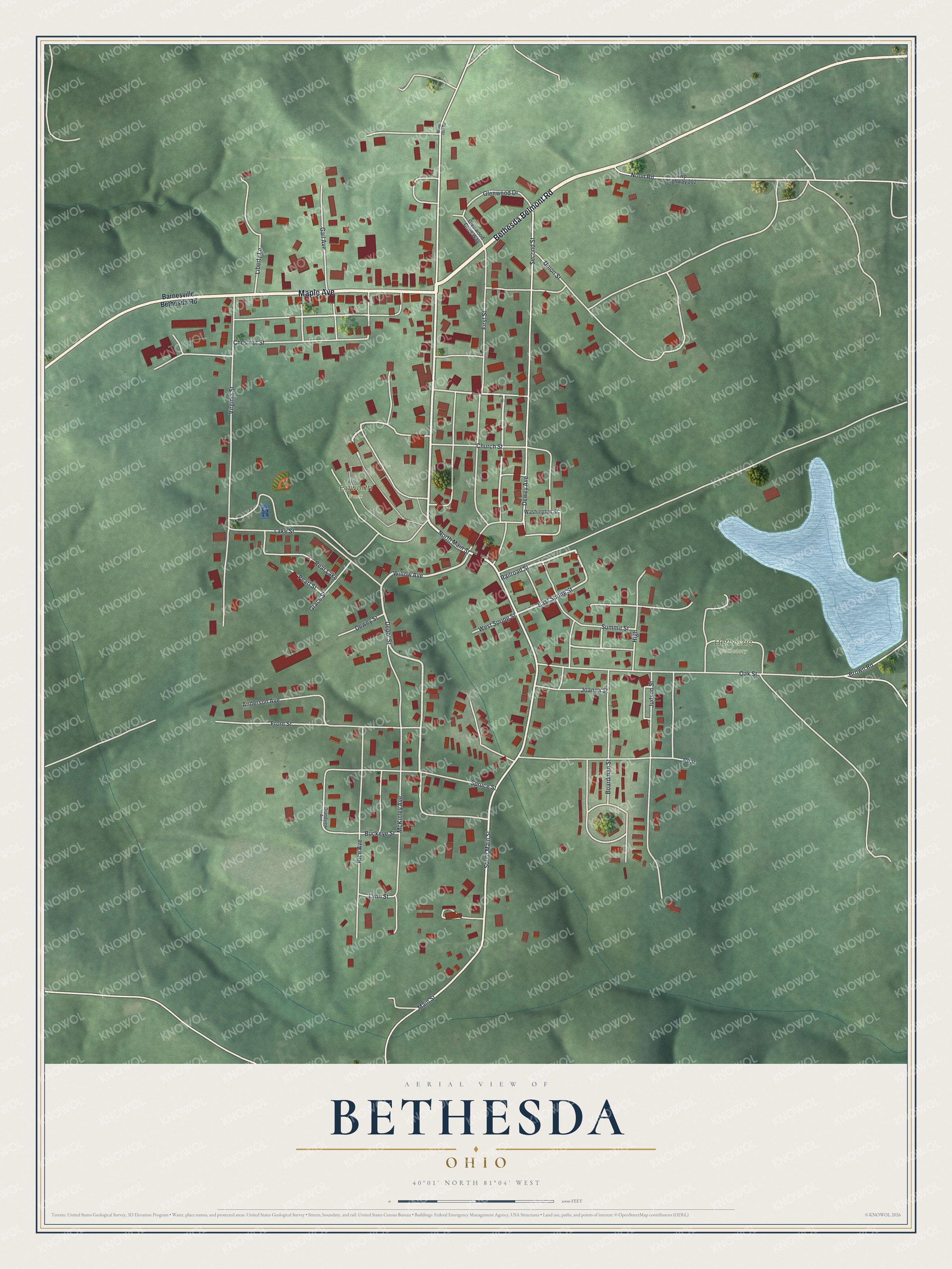 Watermarked full-map preview of Bethesda, Ohio