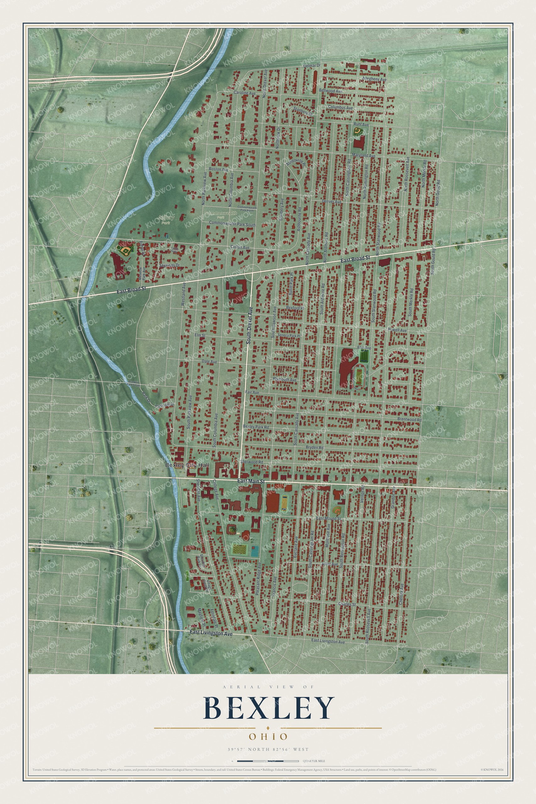 Watermarked full-map preview of Bexley, Ohio