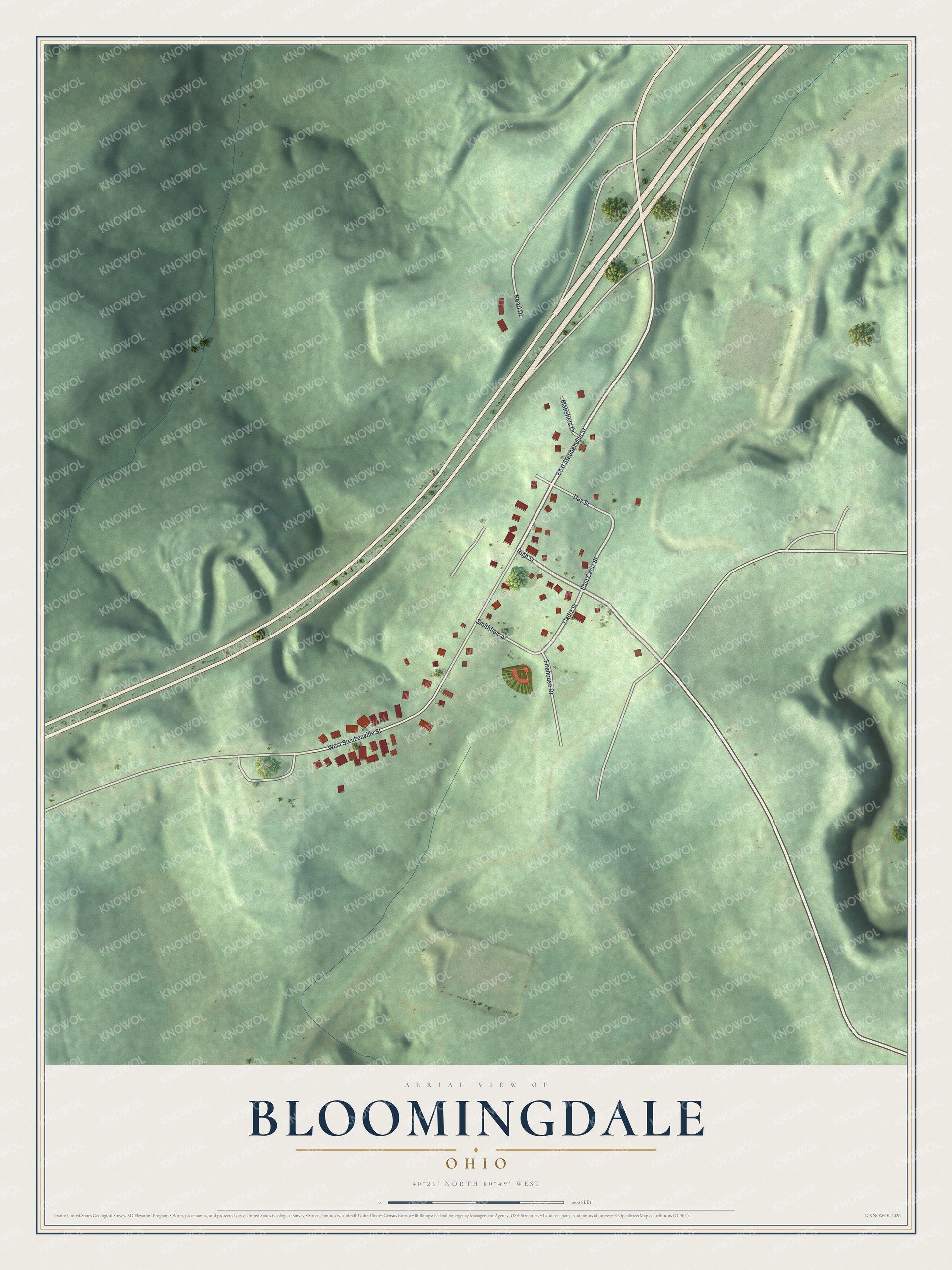 Watermarked full-map preview of Bloomingdale, Ohio