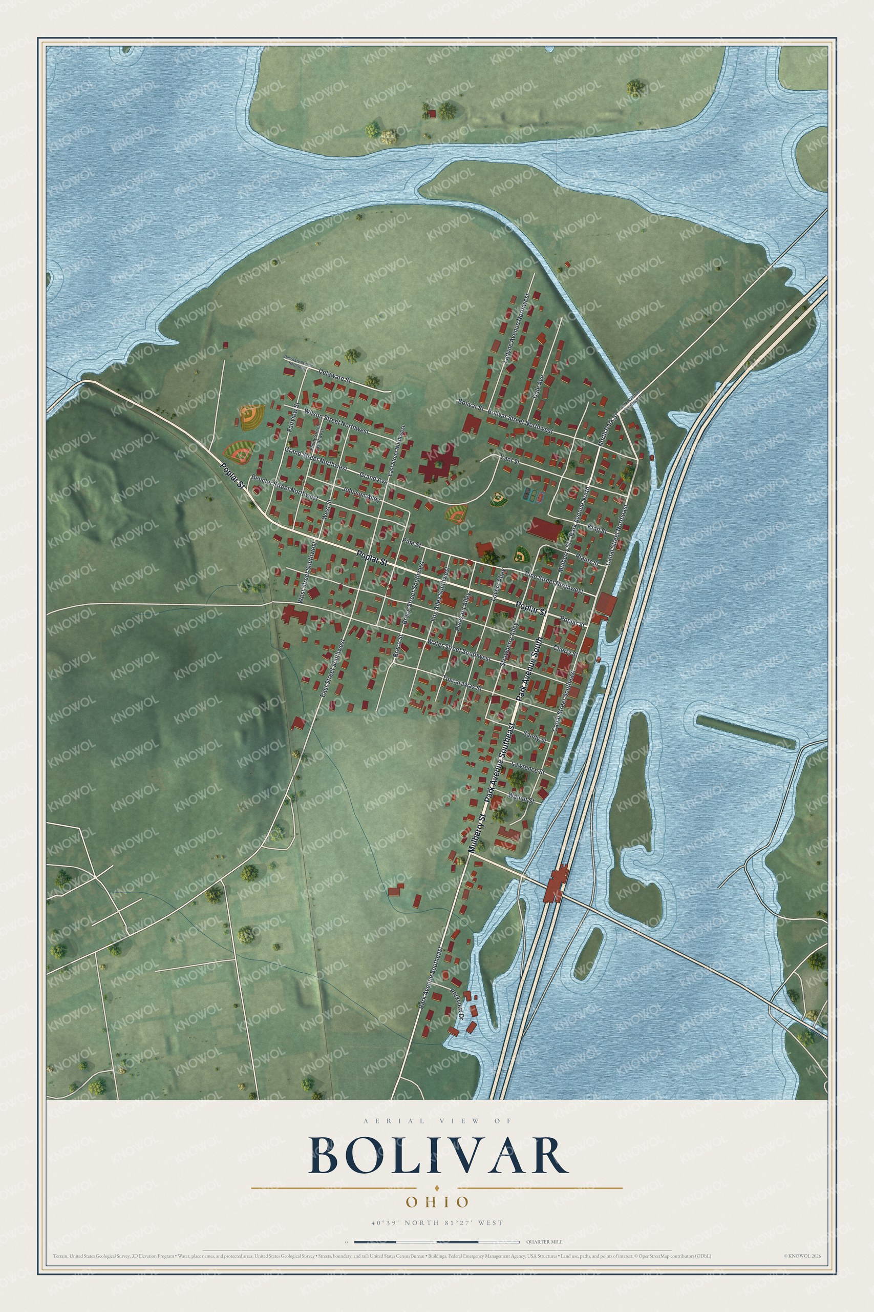 Watermarked full-map preview of Bolivar, Ohio