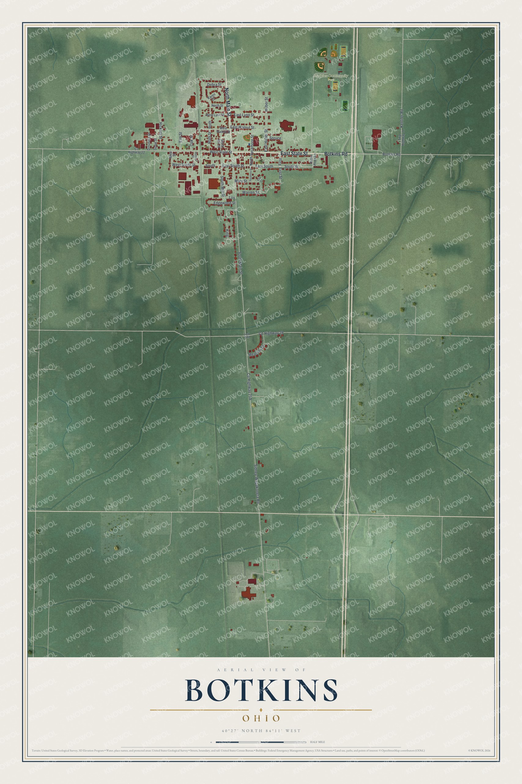 Watermarked full-map preview of Botkins, Ohio