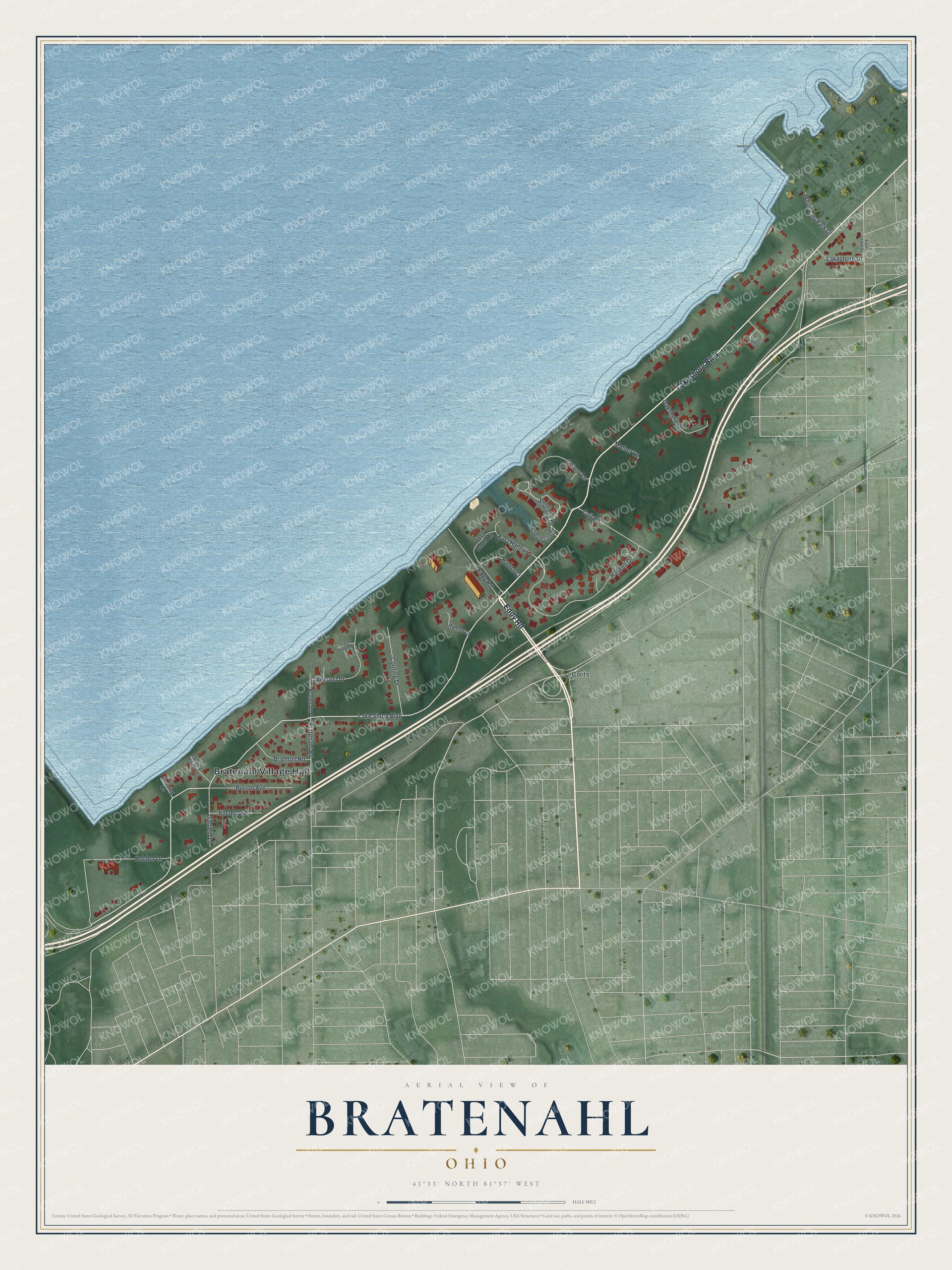 Watermarked full-map preview of Bratenahl, Ohio
