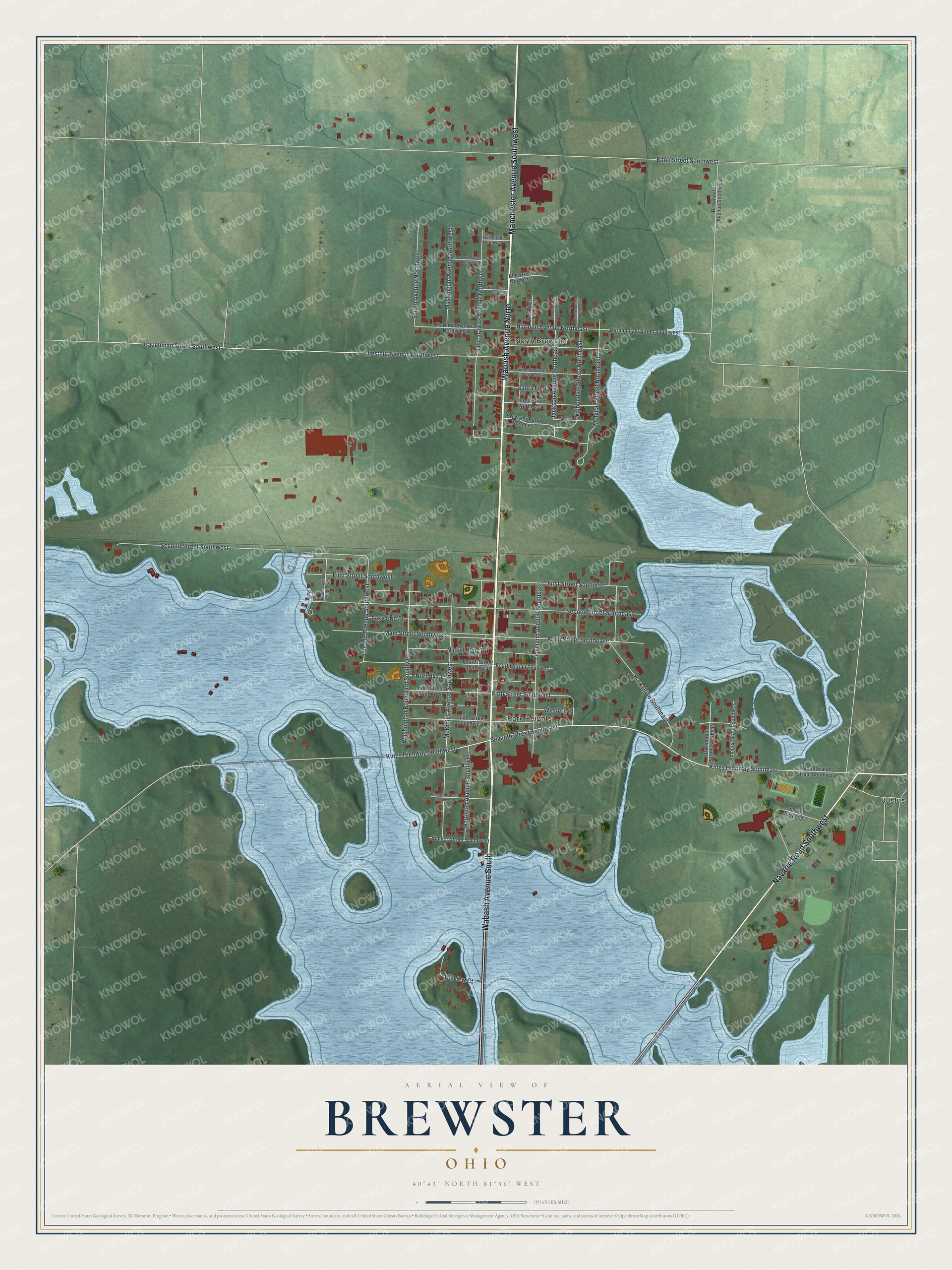 Watermarked full-map preview of Brewster, Ohio