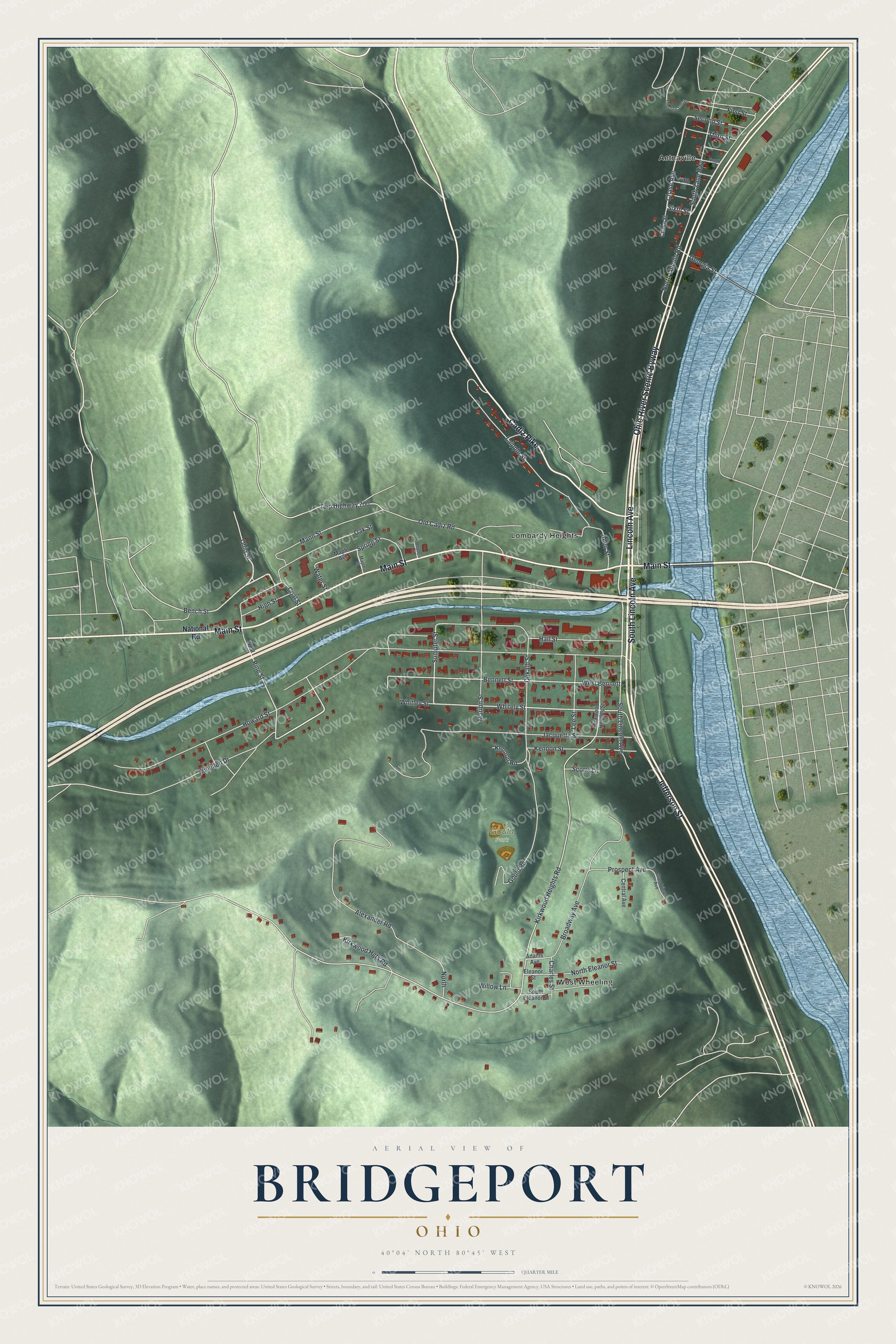 Watermarked full-map preview of Bridgeport, Ohio