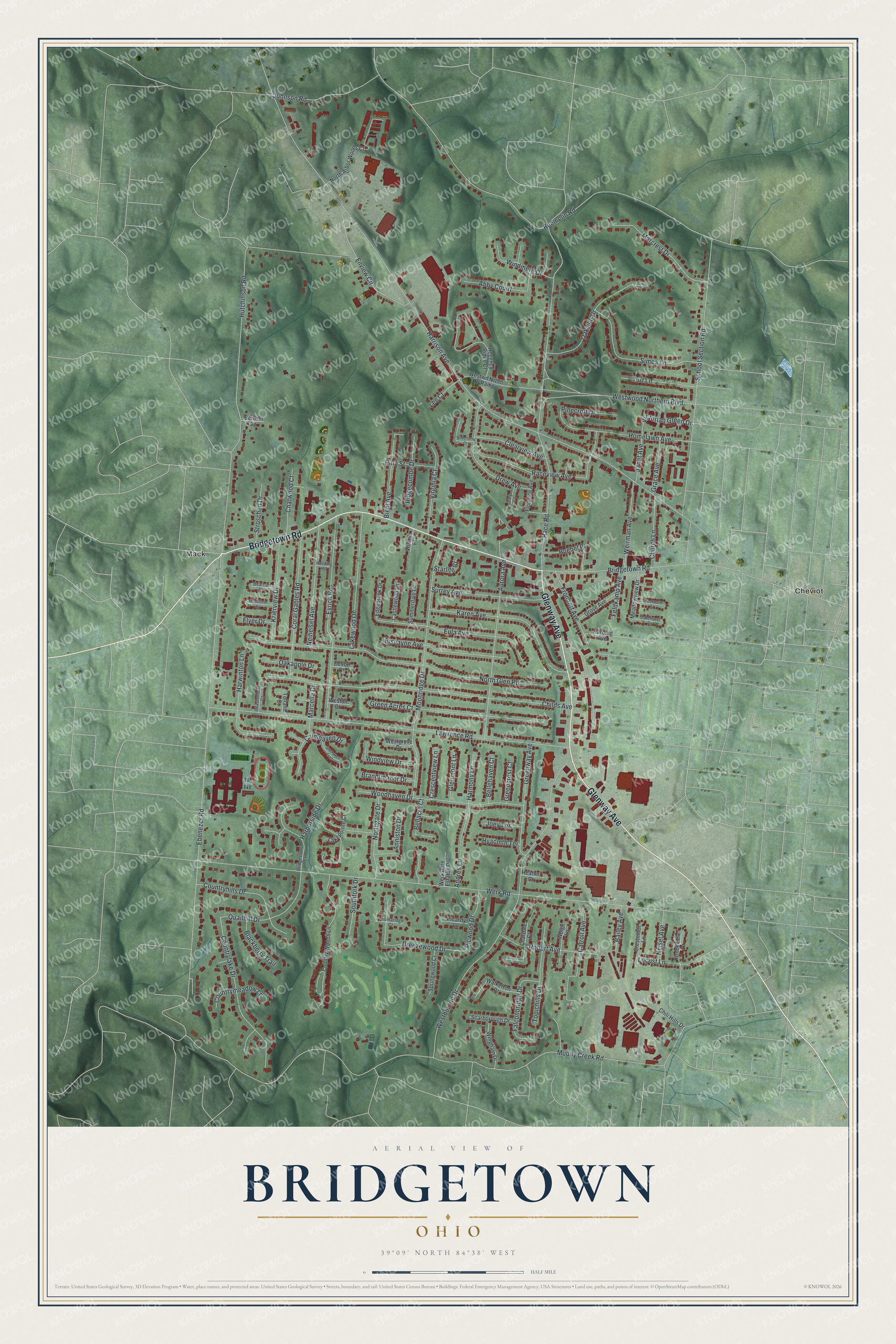 Watermarked full-map preview of Bridgetown, Ohio