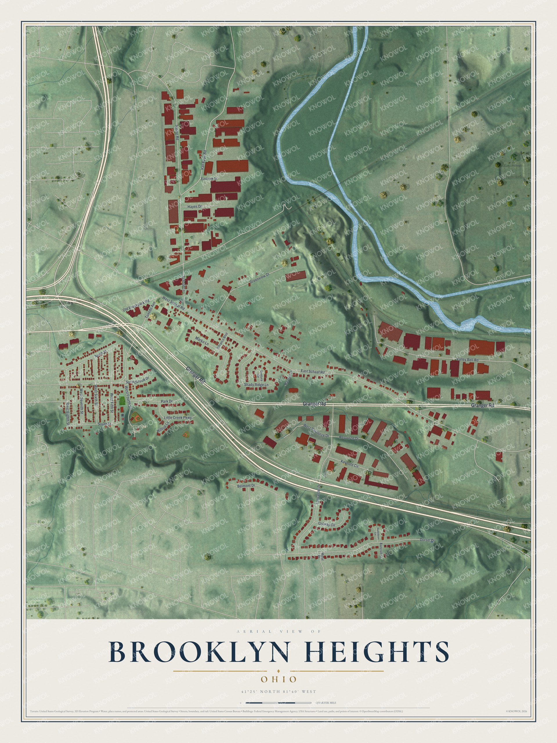 Watermarked full-map preview of Brooklyn Heights, Ohio