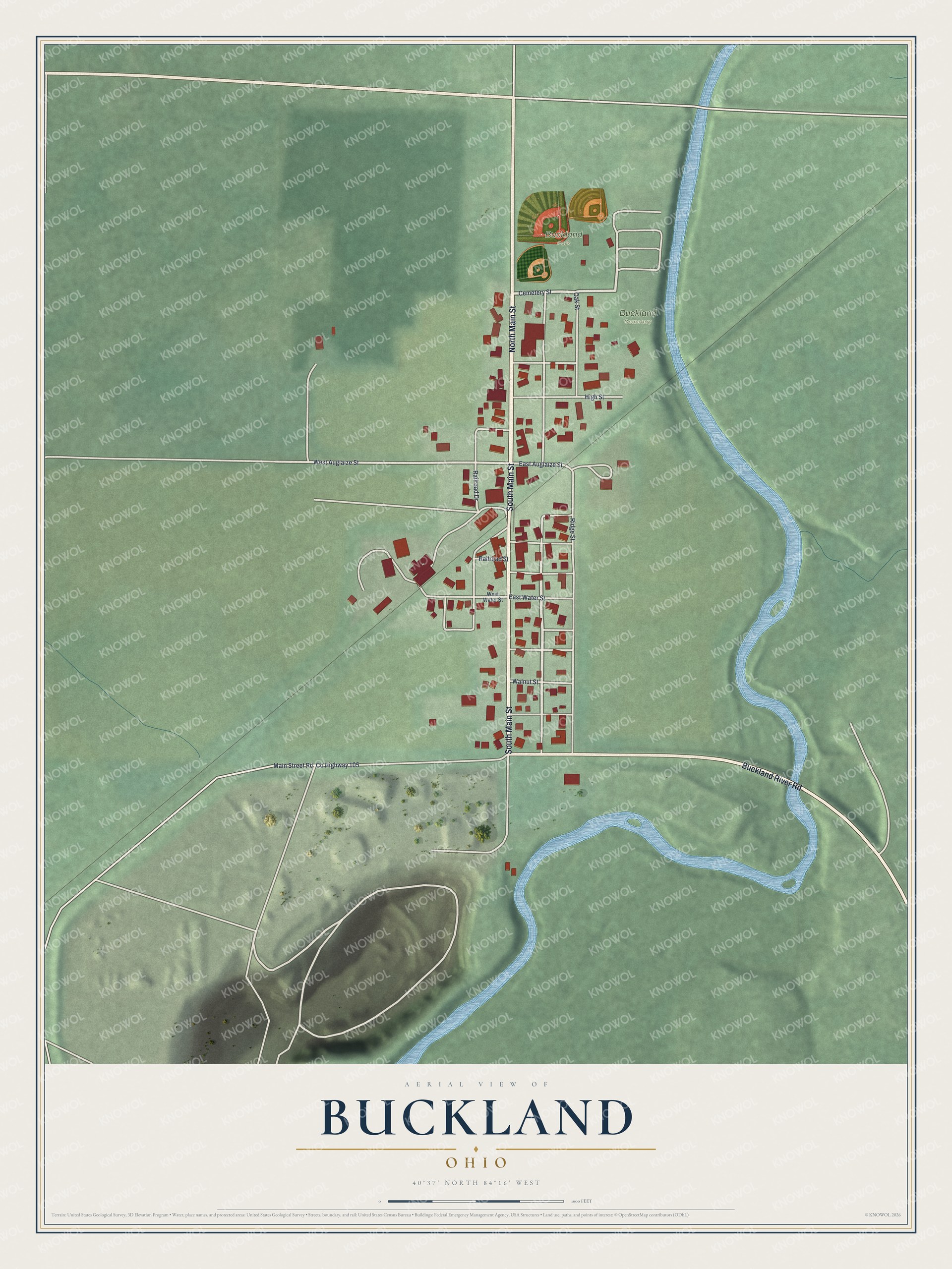 Watermarked full-map preview of Buckland, Ohio