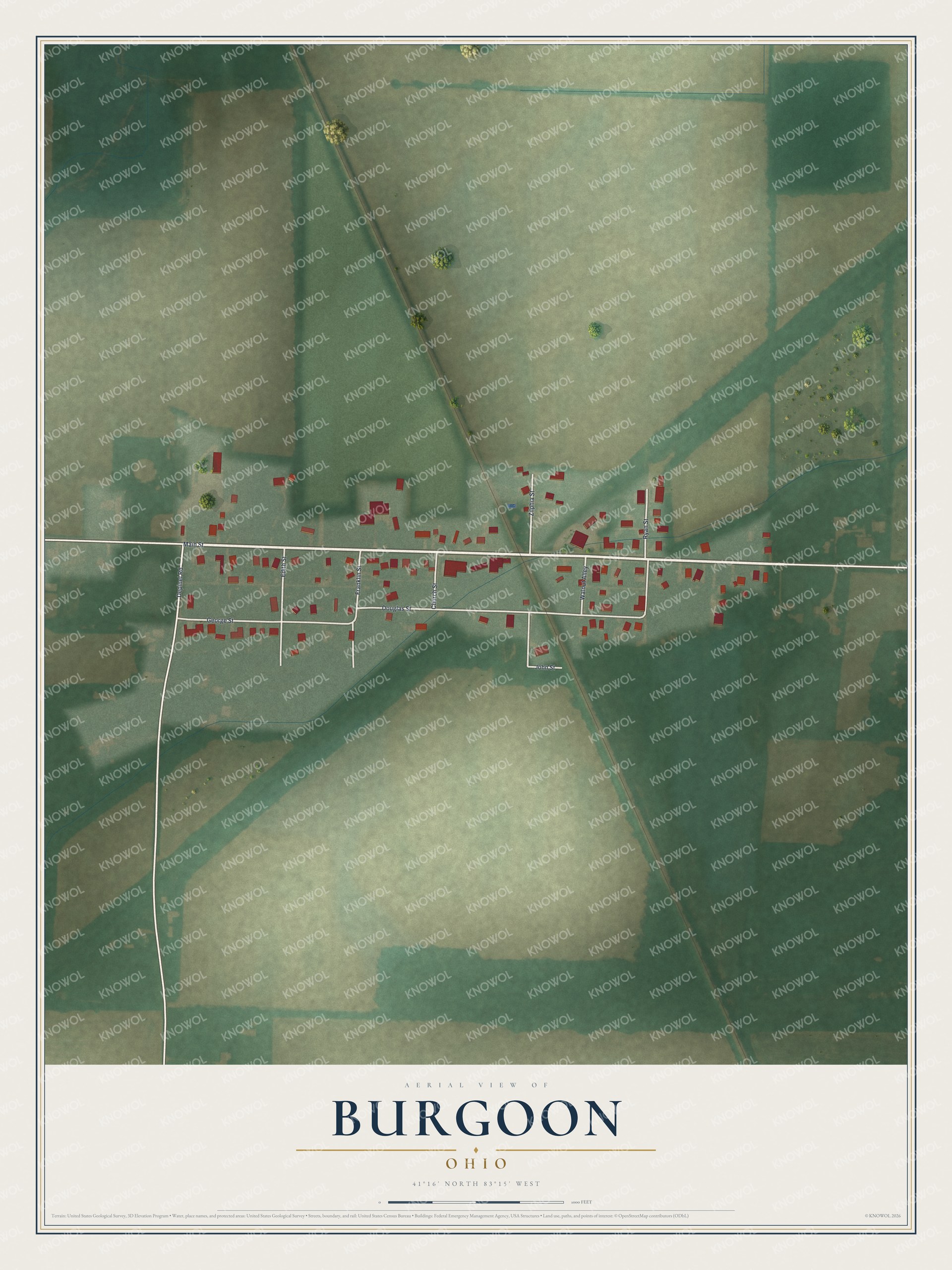 Watermarked full-map preview of Burgoon, Ohio