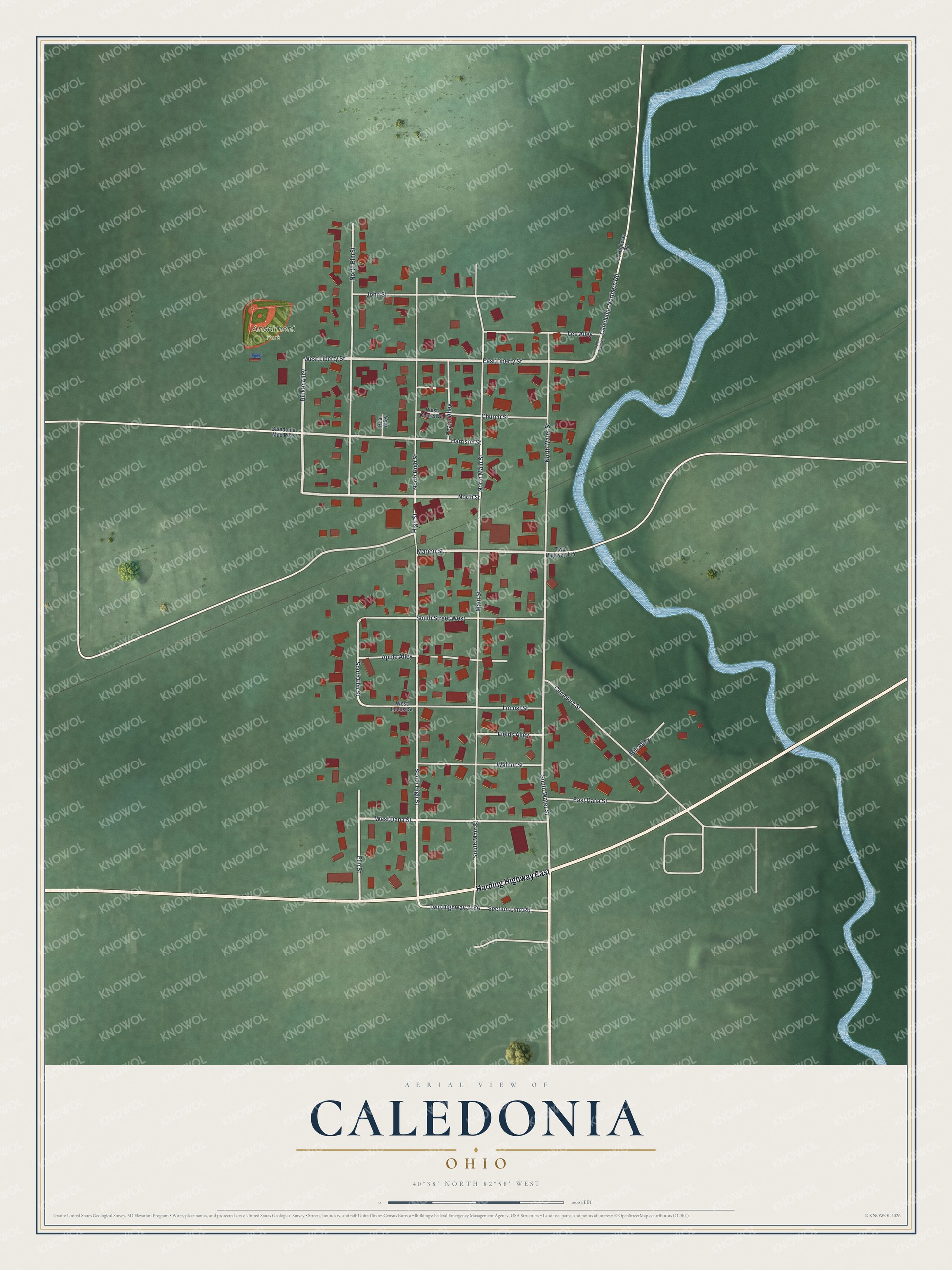 Watermarked full-map preview of Caledonia, Ohio