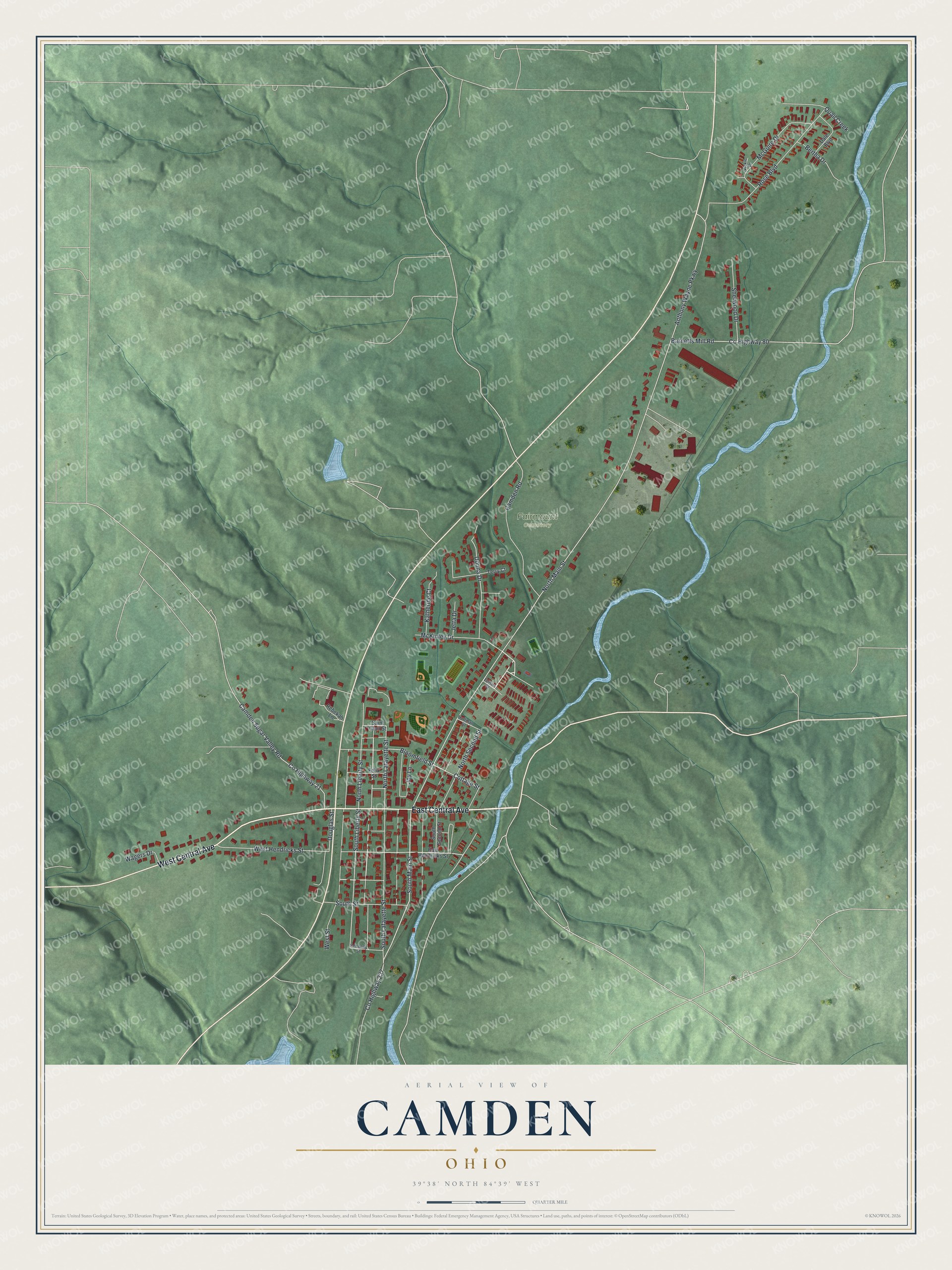 Watermarked full-map preview of Camden, Ohio