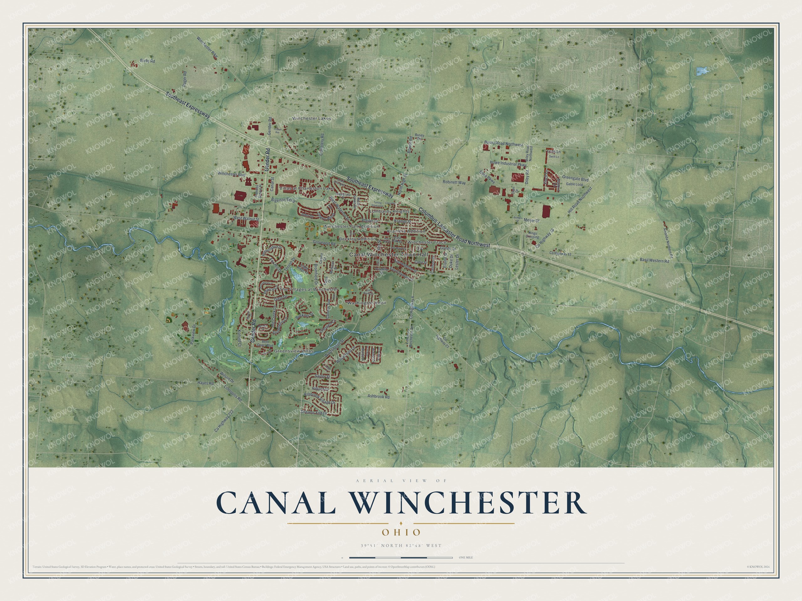 Watermarked full-map preview of Canal Winchester, Ohio